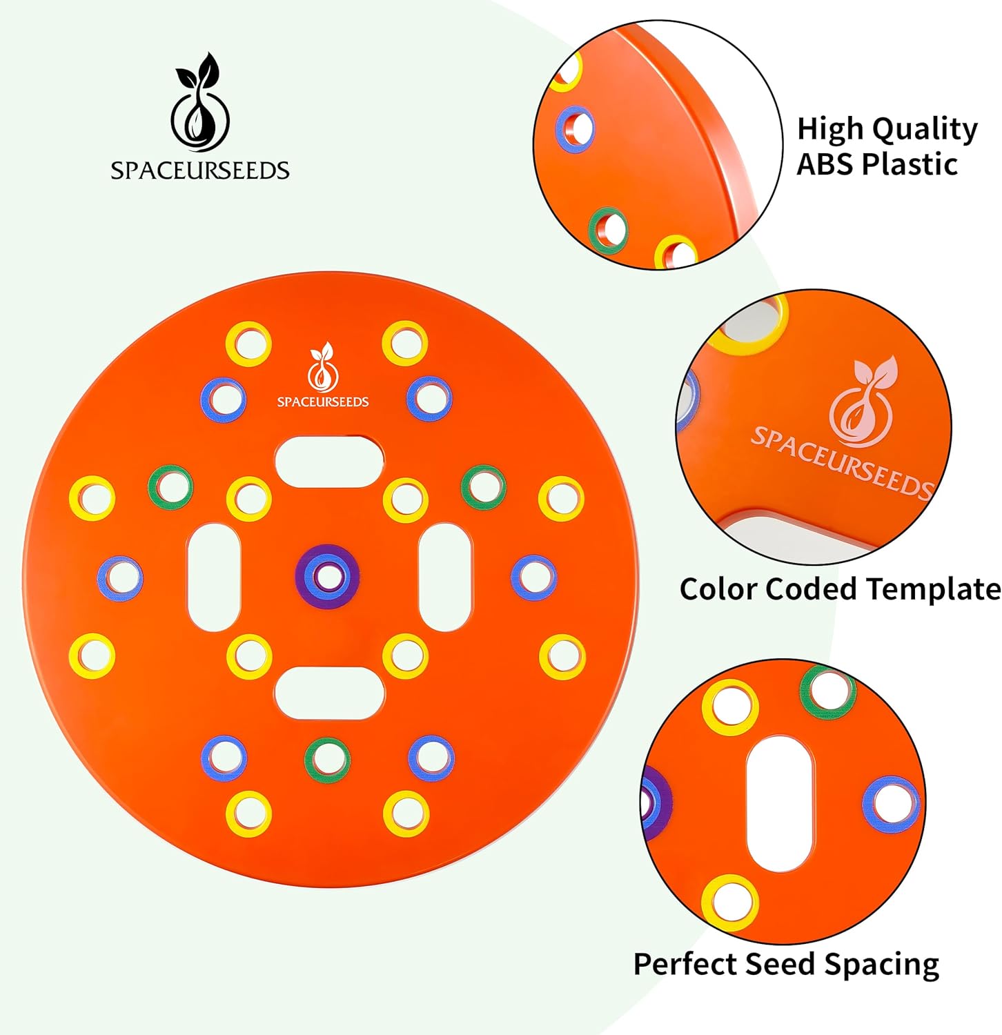 Round Seed Planting Template by  – Patented Color-Coded Garden Spacing Tool Kit with Seed & Seedling Spacer, Dibber with Seed Spoon & Laminated Vegetable Growing Guide - Image 7
