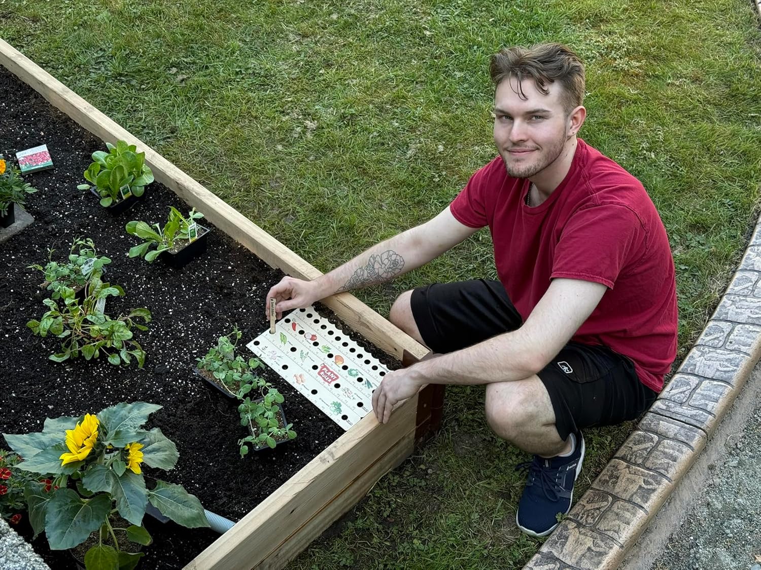 Plant Ruler by  – Wooden Seed Spacing Tool for Vegetable Gardens – Garden Planting Guide for Precise Row Planting in Raised Beds & In-Ground Soil - Image 3