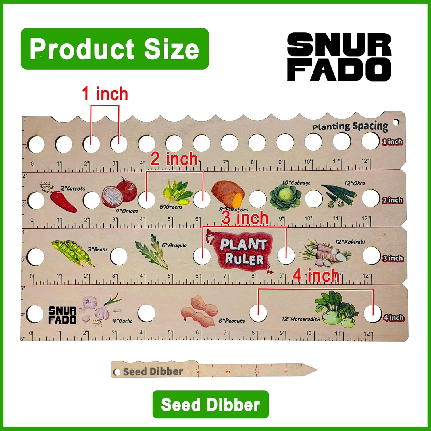 Plant Ruler by  – Wooden Seed Spacing Tool for Vegetable Gardens – Garden Planting Guide for Precise Row Planting in Raised Beds & In-Ground Soil - Image 4
