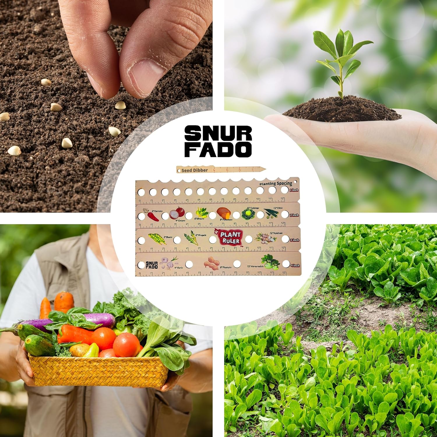Plant Ruler by  – Wooden Seed Spacing Tool for Vegetable Gardens – Garden Planting Guide for Precise Row Planting in Raised Beds & In-Ground Soil - Image 5