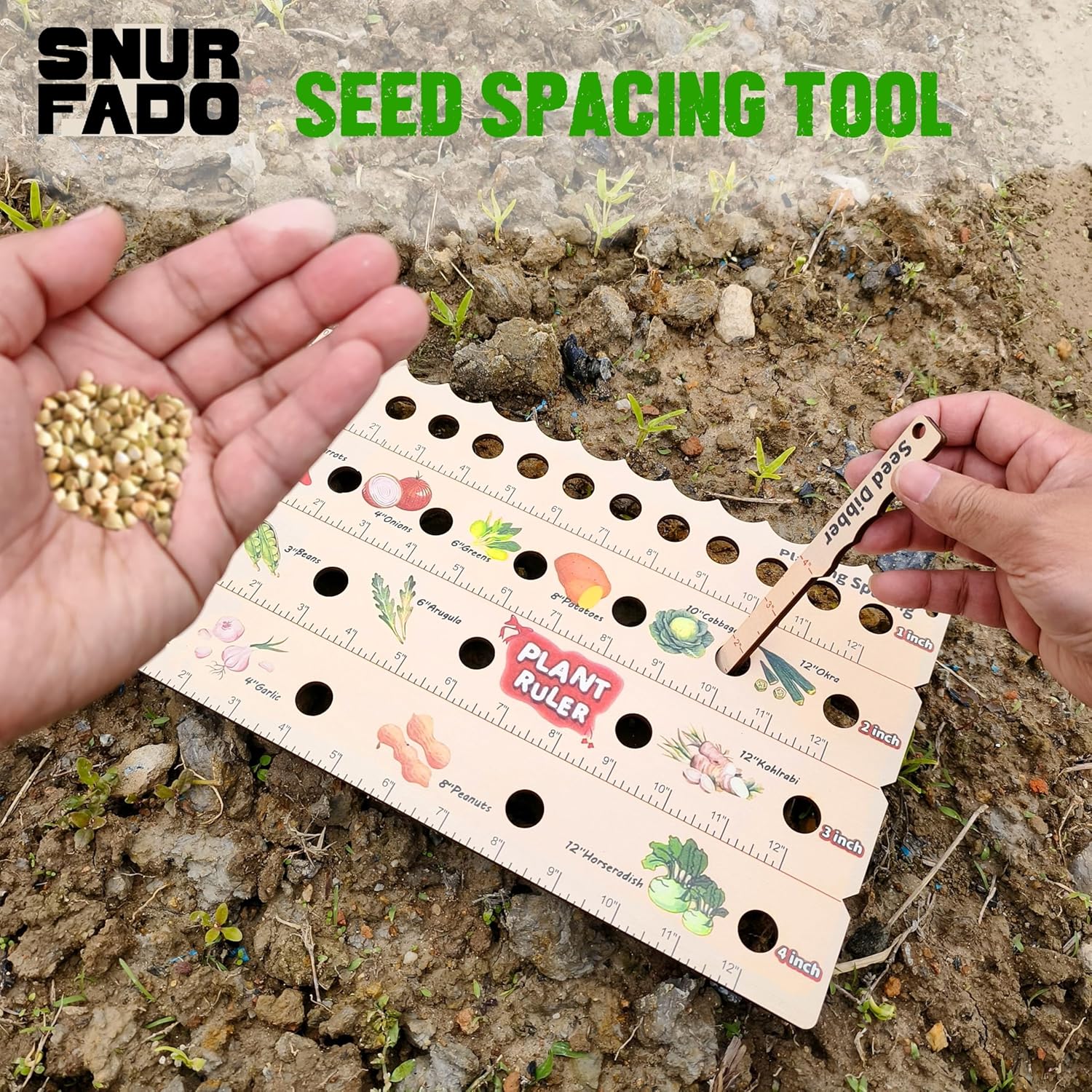 Plant Ruler by  – Wooden Seed Spacing Tool for Vegetable Gardens – Garden Planting Guide for Precise Row Planting in Raised Beds & In-Ground Soil - Image 6