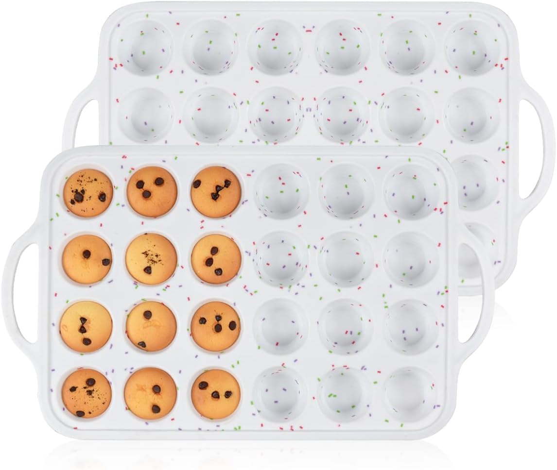 Mini Muffin Pan with Metal Reinforced Frame 24 Cups & Silicone Mini Loaf Pan 12 Cavities - Image 3