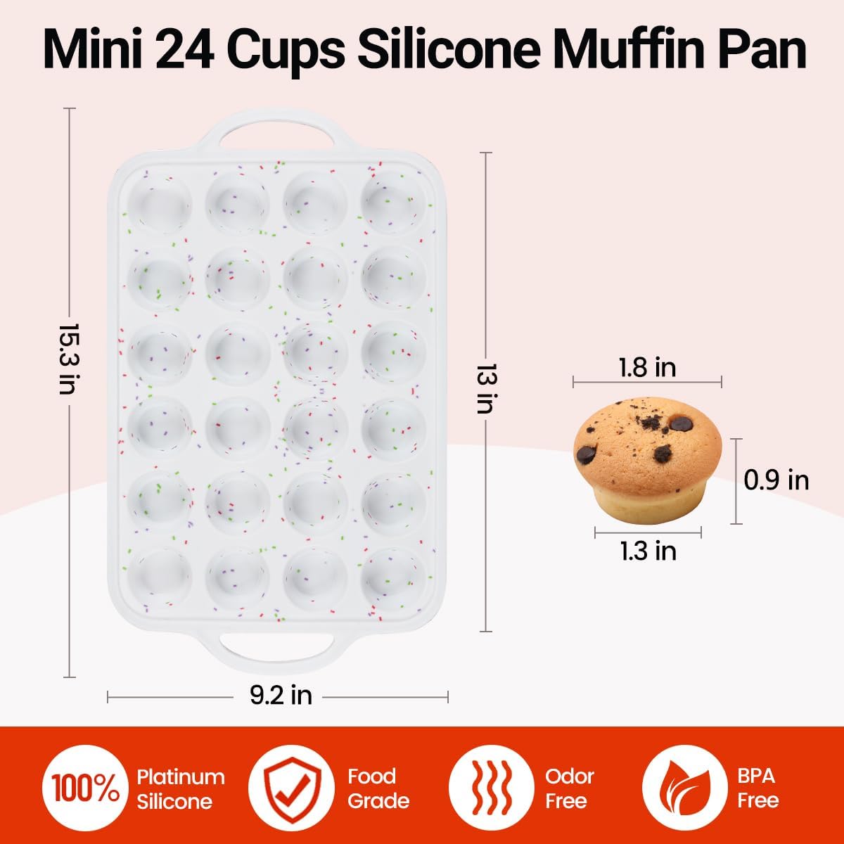 Mini Muffin Pan with Metal Reinforced Frame 24 Cups & Silicone Mini Loaf Pan 12 Cavities - Image 4