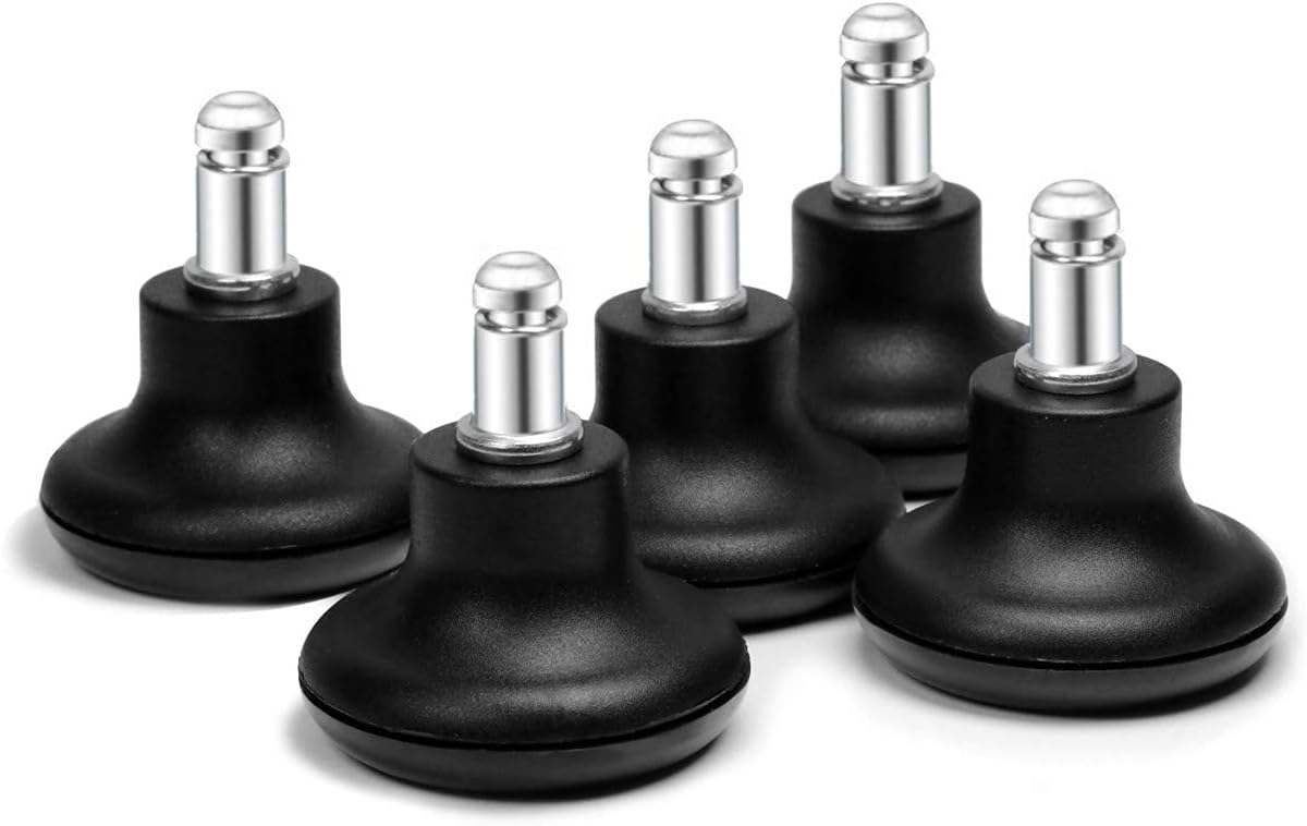 Bell Glides Replacement Office Chair or Stool Swivel Caster Wheels to Fixed Stationary Castors, Low Profile Bell Glides with Soft Rubber Bottom Instead of Self Felt Pads, Chair Feet Wheel Stopper - Image 2
