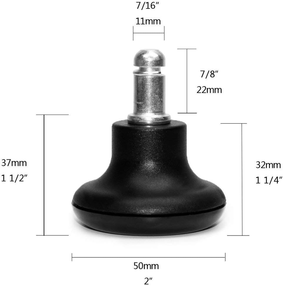 Bell Glides Replacement Office Chair or Stool Swivel Caster Wheels to Fixed Stationary Castors, Low Profile Bell Glides with Soft Rubber Bottom Instead of Self Felt Pads, Chair Feet Wheel Stopper - Image 3