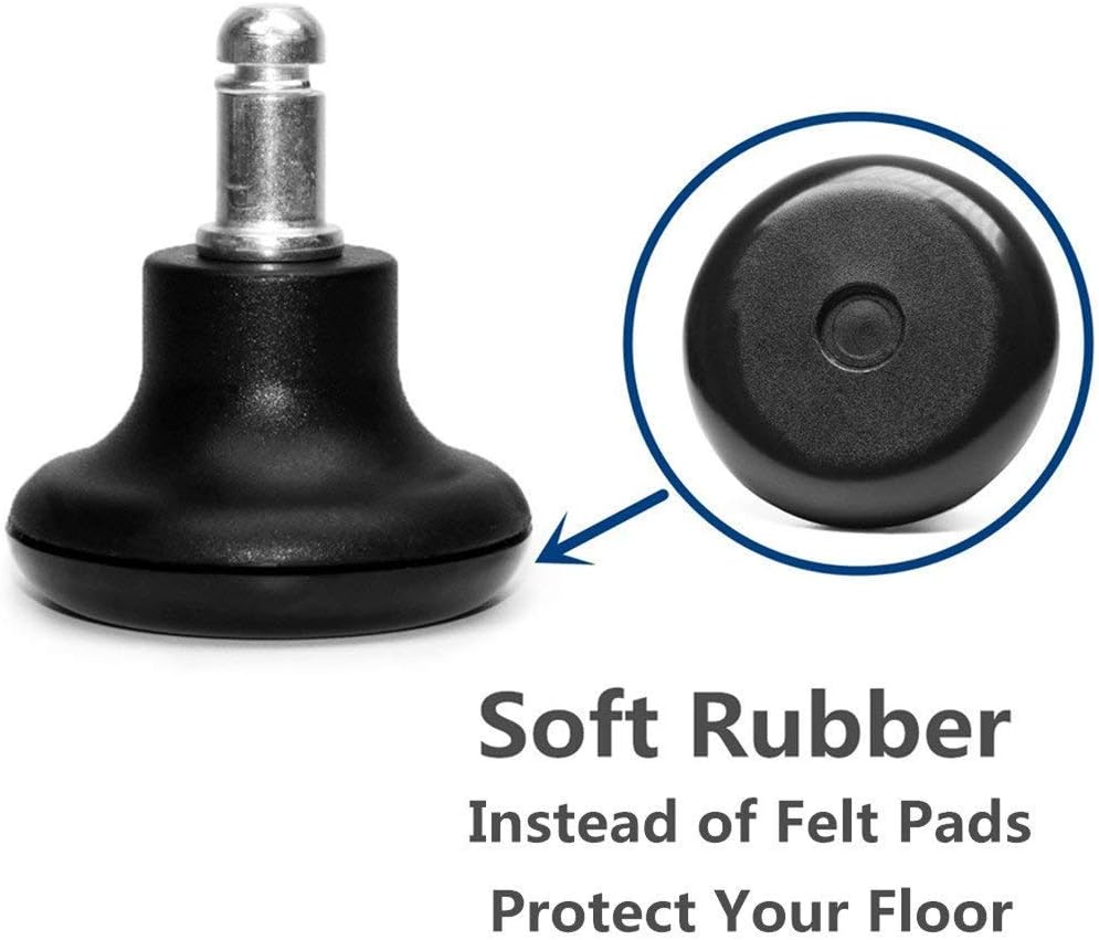 Bell Glides Replacement Office Chair or Stool Swivel Caster Wheels to Fixed Stationary Castors, Low Profile Bell Glides with Soft Rubber Bottom Instead of Self Felt Pads, Chair Feet Wheel Stopper - Image 4