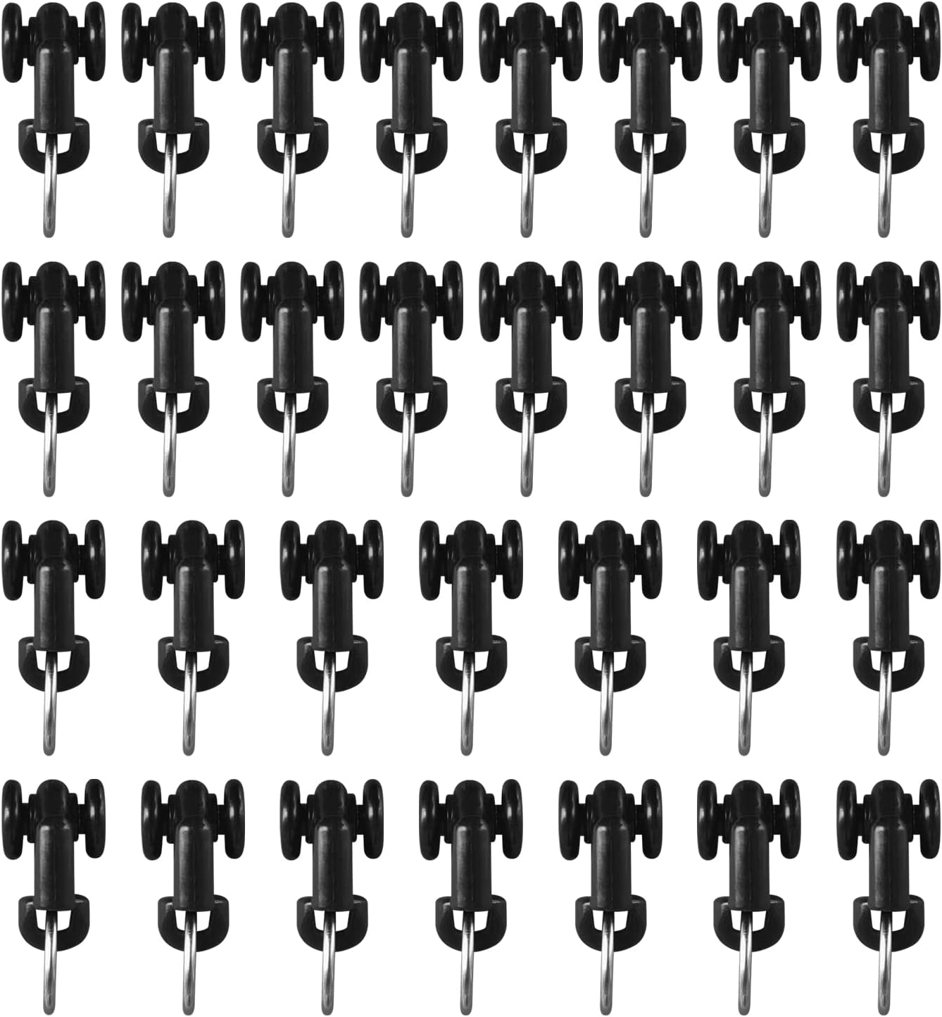 Curtain Tracks Ceiling Wall Mounted Heavy-Duty Curtains Rails Room Divider Curtain Track for Living Room Bedroom Room Shower Divider Pulley Black, 30pcs - Image 1