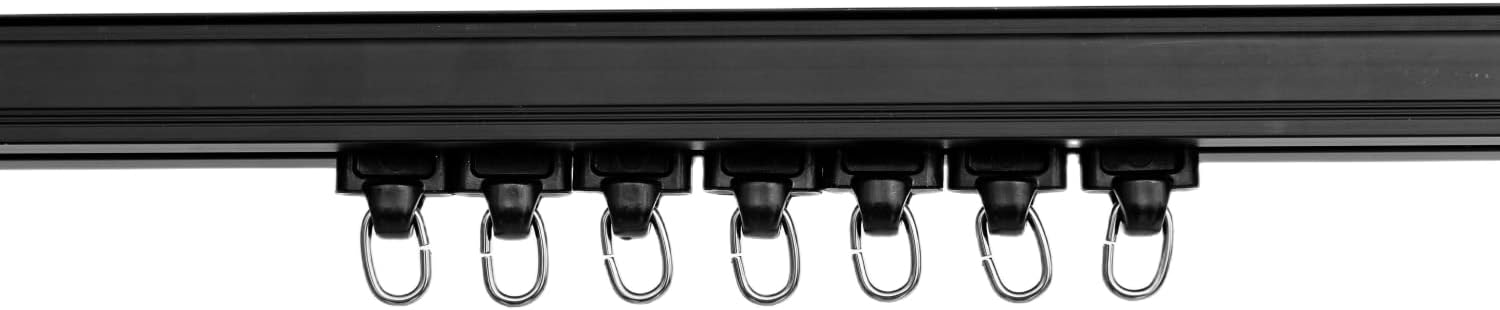 Curtain Tracks Ceiling Wall Mounted Heavy-Duty Curtains Rails Room Divider Curtain Track for Living Room Bedroom Room Shower Divider Pulley Black, 30pcs - Image 2