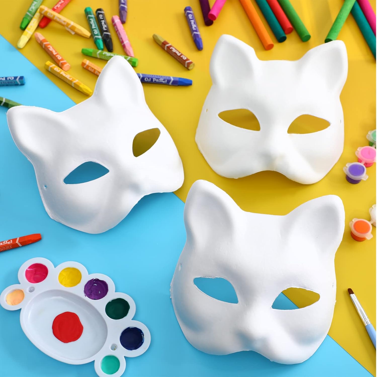 20 Pcs Cat Masks White Blank Therian Masks for Masquerade Halloween Cosplay Parties Costume Accessories - Image 7