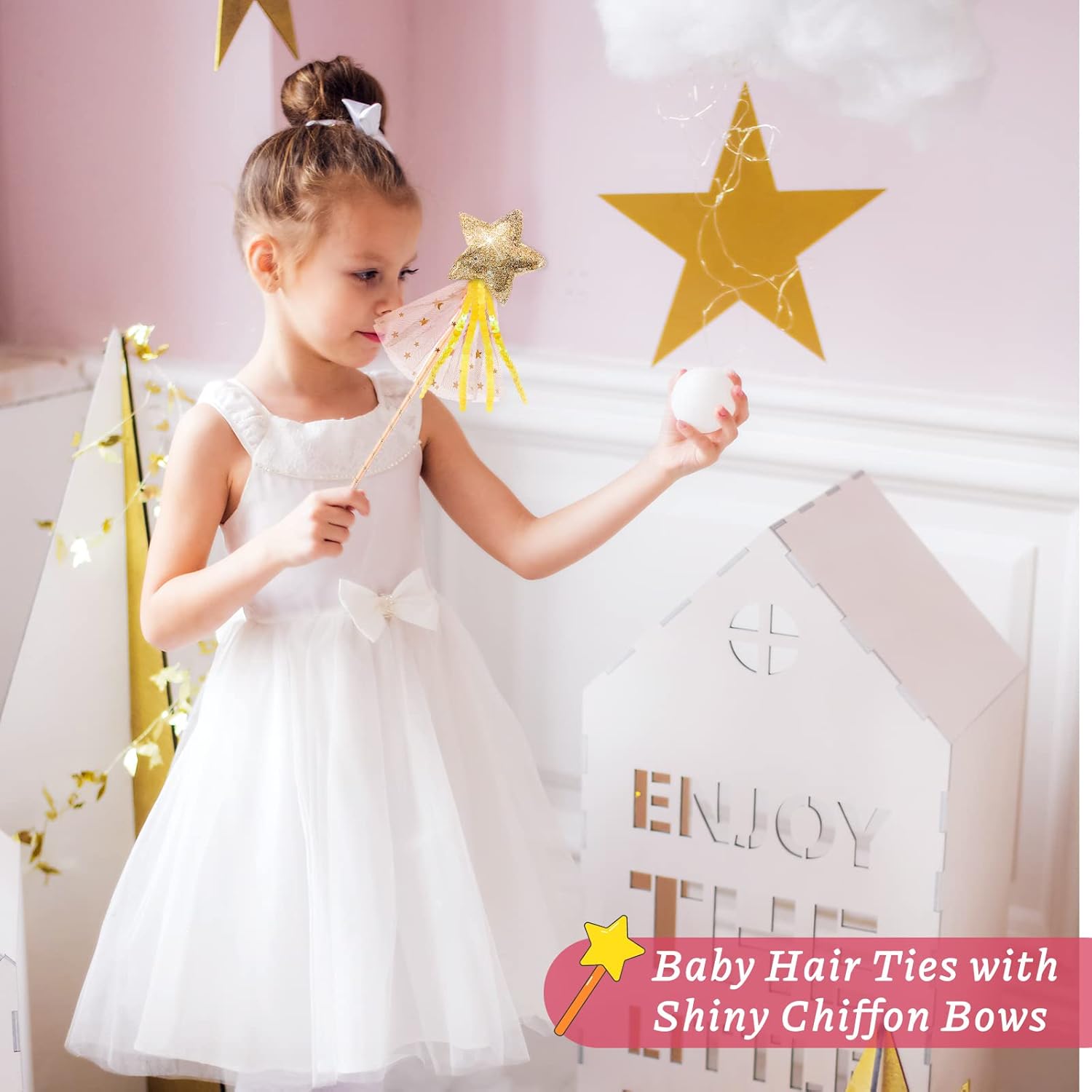 24 Pcs Glitter Star Magic Wand Princess Wand Fairy Angel Star Stick with Ribbon for Girl Kid Birthday Wedding Princess Dress up Role Play Party Supply Favor, Pink Purple Gold Blue - Image 6