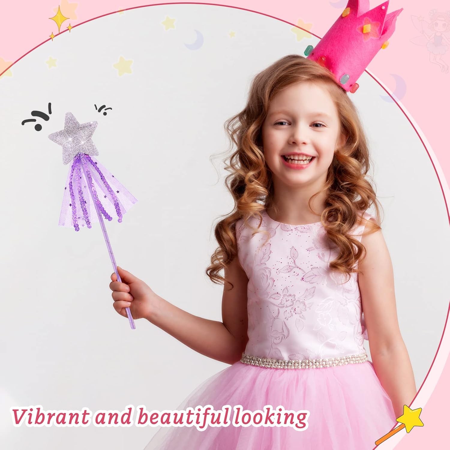 24 Pcs Glitter Star Magic Wand Princess Wand Fairy Angel Star Stick with Ribbon for Girl Kid Birthday Wedding Princess Dress up Role Play Party Supply Favor, Pink Purple Gold Blue - Image 7