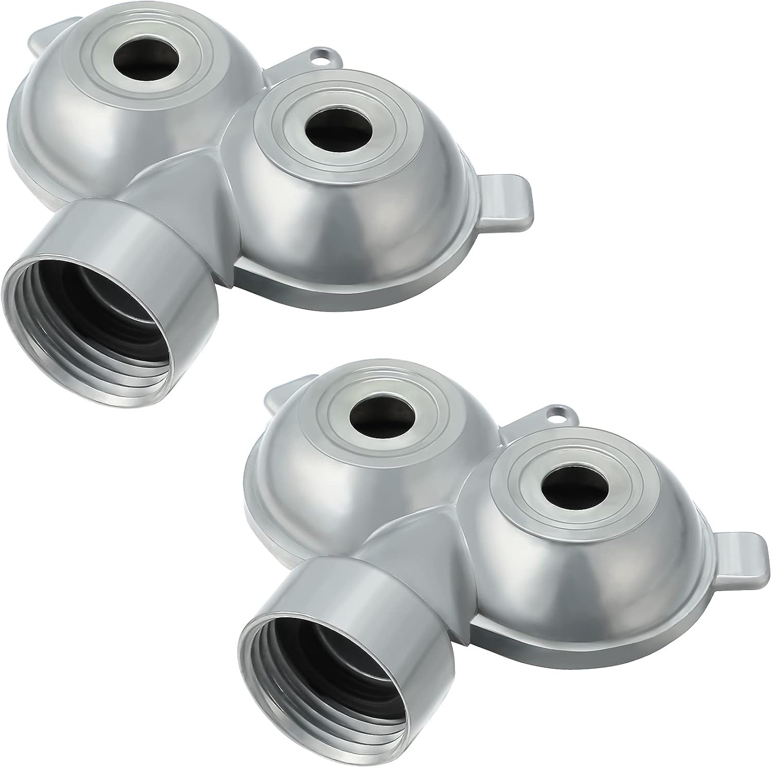 2 Pcs Circle Pattern Twin Spot Sprinkler Metal Lawn Garden Rotating Water Spray Sprinkler 360 Degree for Lawn Yard, Silver - Image 1
