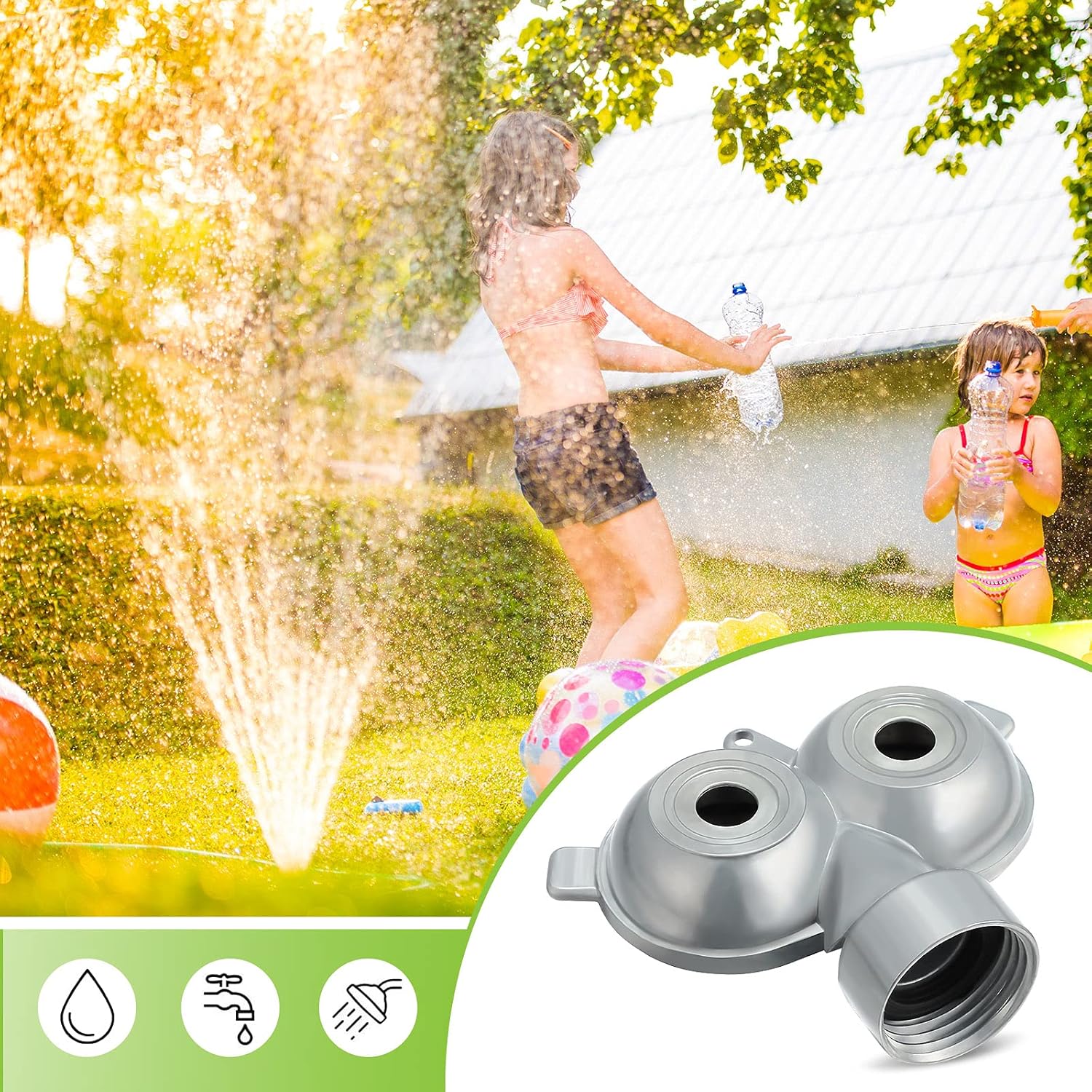2 Pcs Circle Pattern Twin Spot Sprinkler Metal Lawn Garden Rotating Water Spray Sprinkler 360 Degree for Lawn Yard, Silver - Image 4