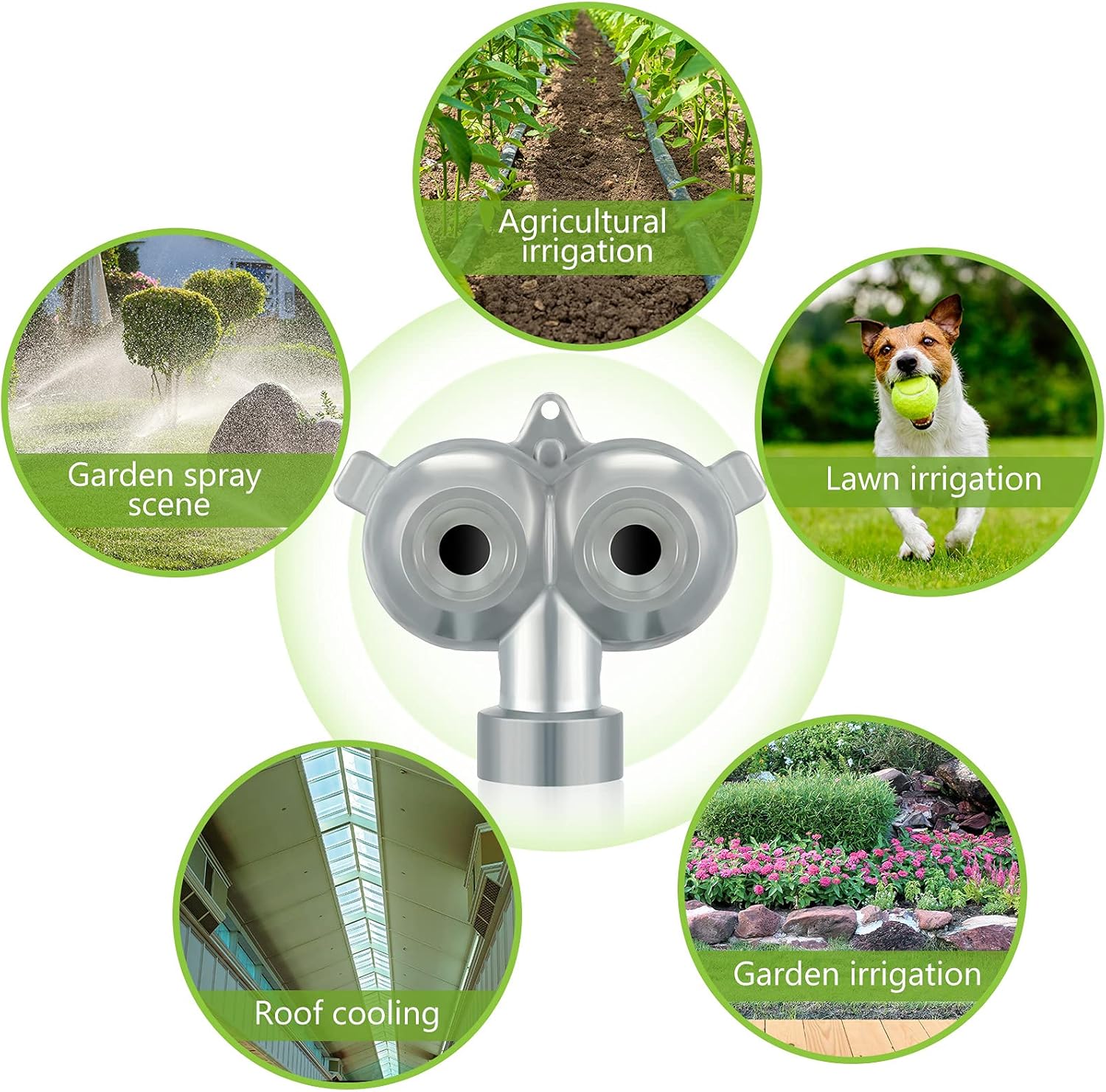 2 Pcs Circle Pattern Twin Spot Sprinkler Metal Lawn Garden Rotating Water Spray Sprinkler 360 Degree for Lawn Yard, Silver - Image 7
