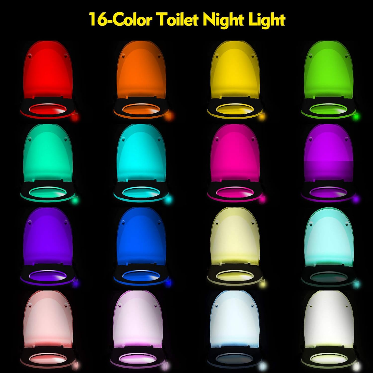6 Pieces Toilet Night Light Motion Activated Sensor Lamp 16 Colors Changing LED Inside Toilet Bowl, LED Light for Washroom Bathroom, Battery Not Included - Image 2