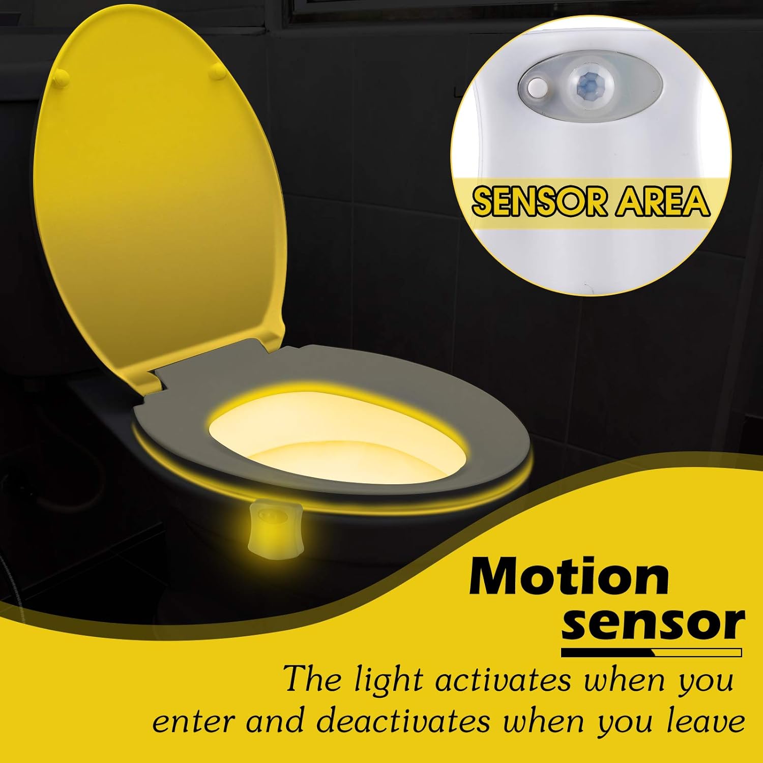 6 Pieces Toilet Night Light Motion Activated Sensor Lamp 16 Colors Changing LED Inside Toilet Bowl, LED Light for Washroom Bathroom, Battery Not Included - Image 5