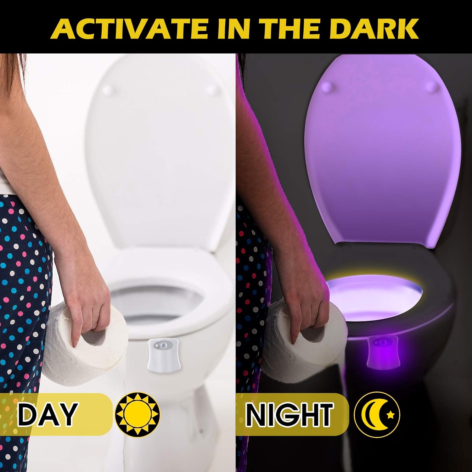 6 Pieces Toilet Night Light Motion Activated Sensor Lamp 16 Colors Changing LED Inside Toilet Bowl, LED Light for Washroom Bathroom, Battery Not Included - Image 6