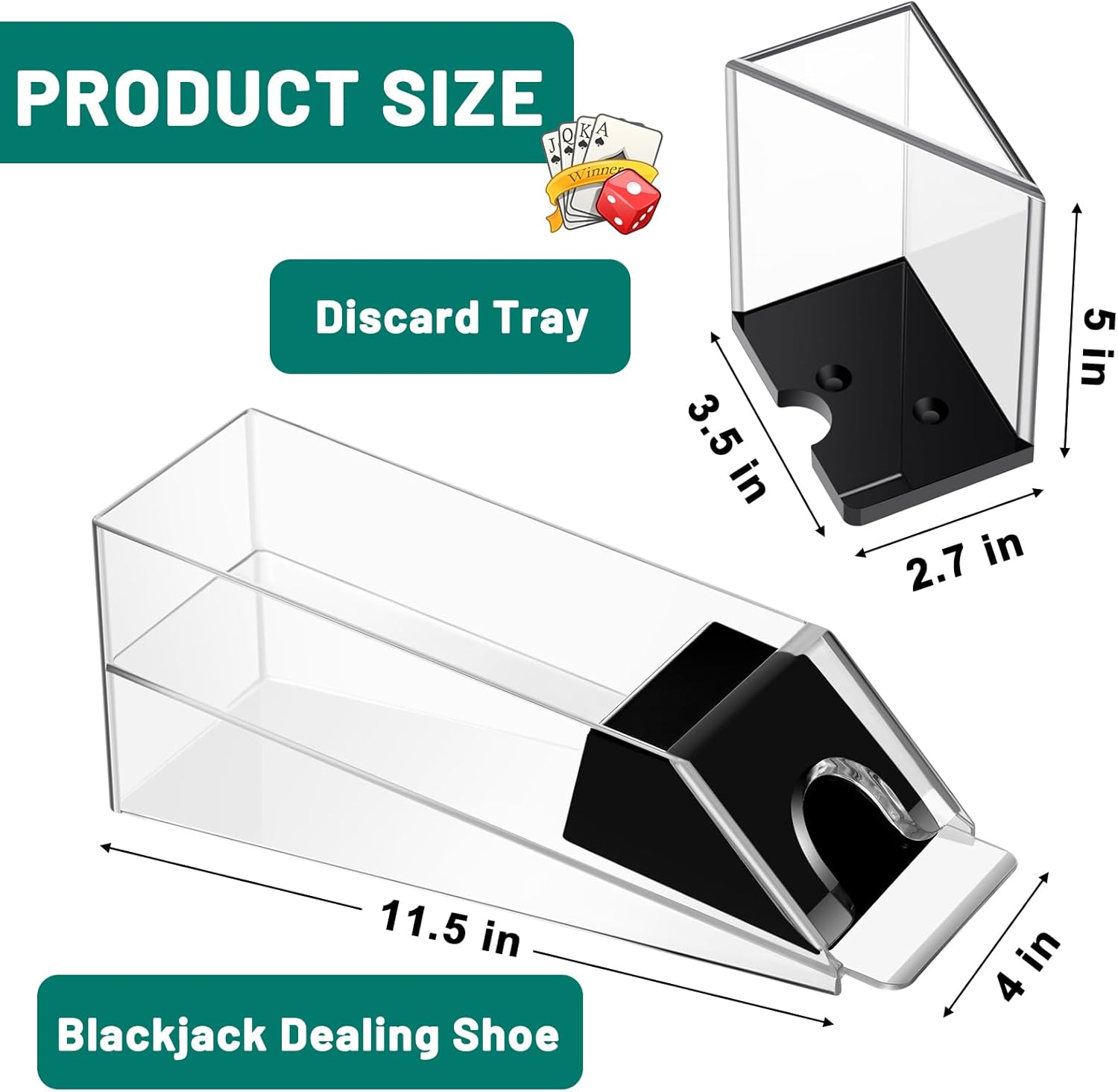 Blackjack Shoe and Discard Tray Clear Acrylic Blackjack Dealing Shoe Card Dispenser for Playing Cards Discard Holder Trays for Game Poker Accessories(6 Deck) - Image 2