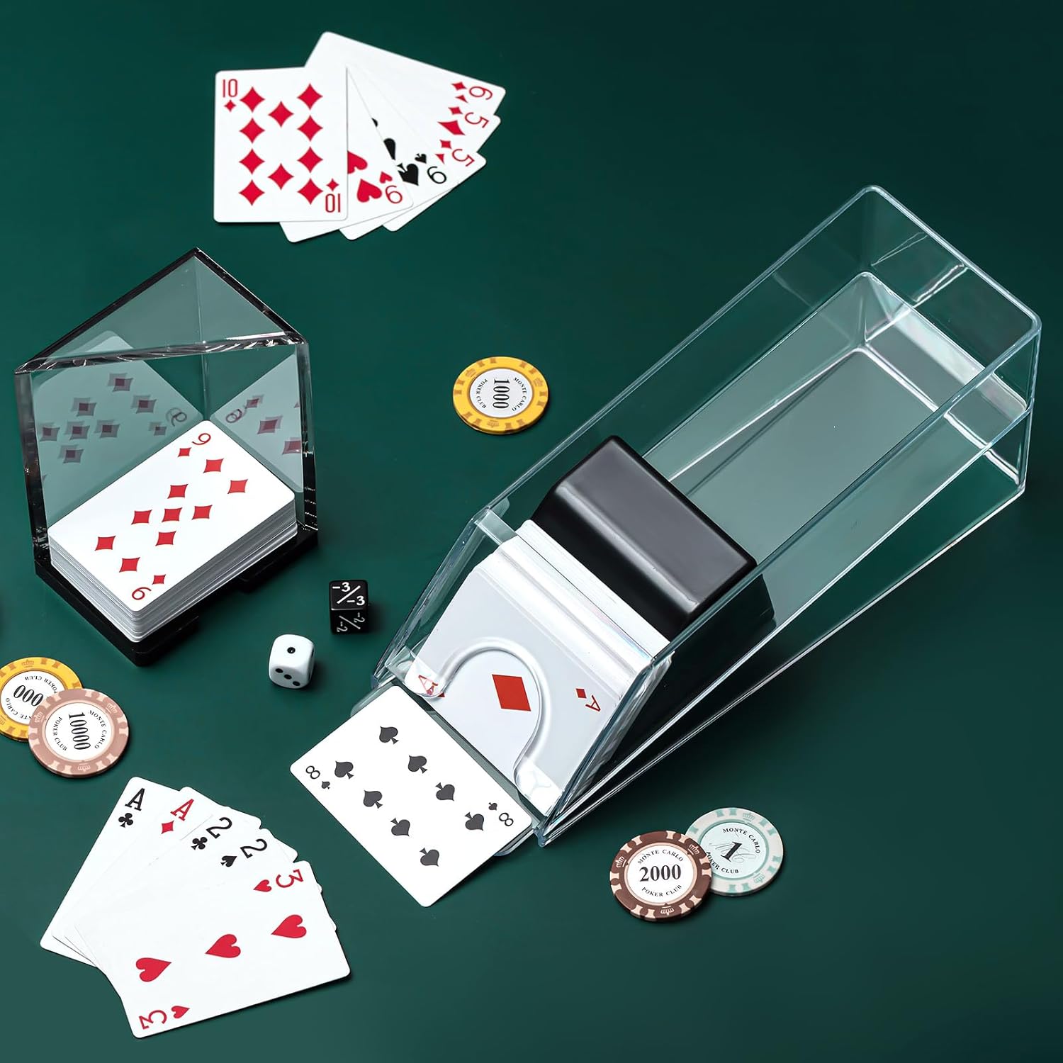 Blackjack Shoe and Discard Tray Clear Acrylic Blackjack Dealing Shoe Card Dispenser for Playing Cards Discard Holder Trays for Game Poker Accessories(6 Deck) - Image 3