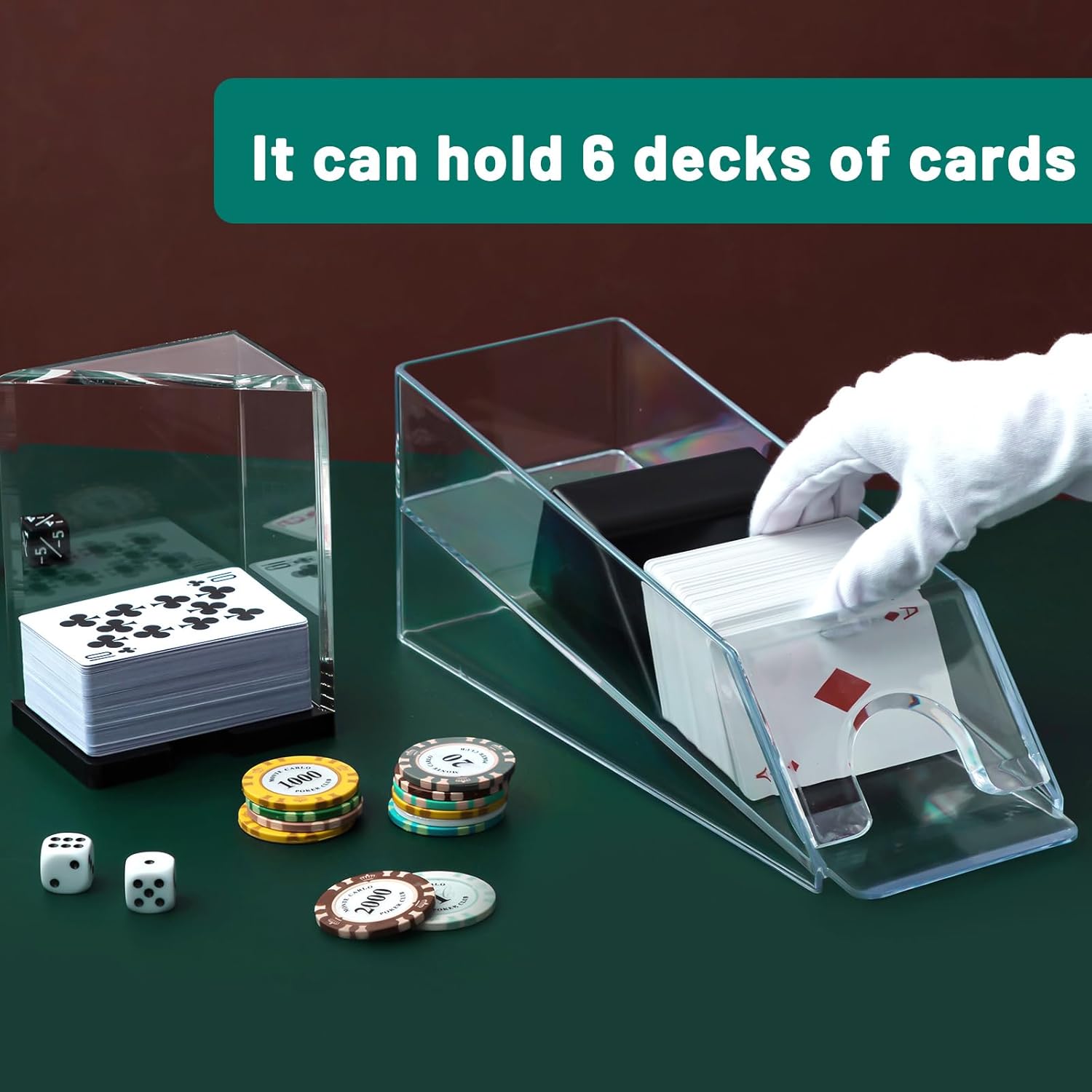 Blackjack Shoe and Discard Tray Clear Acrylic Blackjack Dealing Shoe Card Dispenser for Playing Cards Discard Holder Trays for Game Poker Accessories(6 Deck) - Image 4
