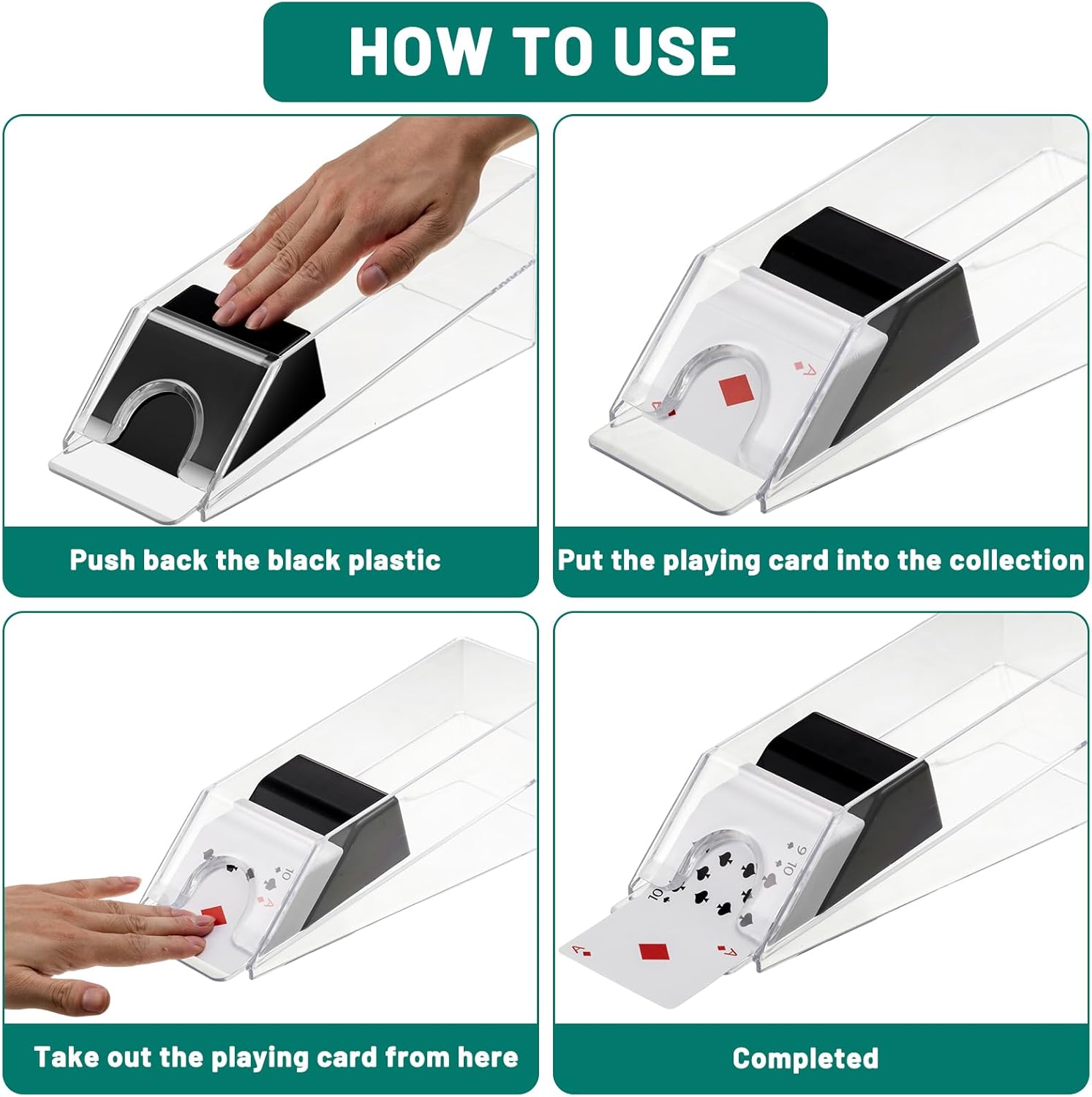 Blackjack Shoe and Discard Tray Clear Acrylic Blackjack Dealing Shoe Card Dispenser for Playing Cards Discard Holder Trays for Game Poker Accessories(6 Deck) - Image 6