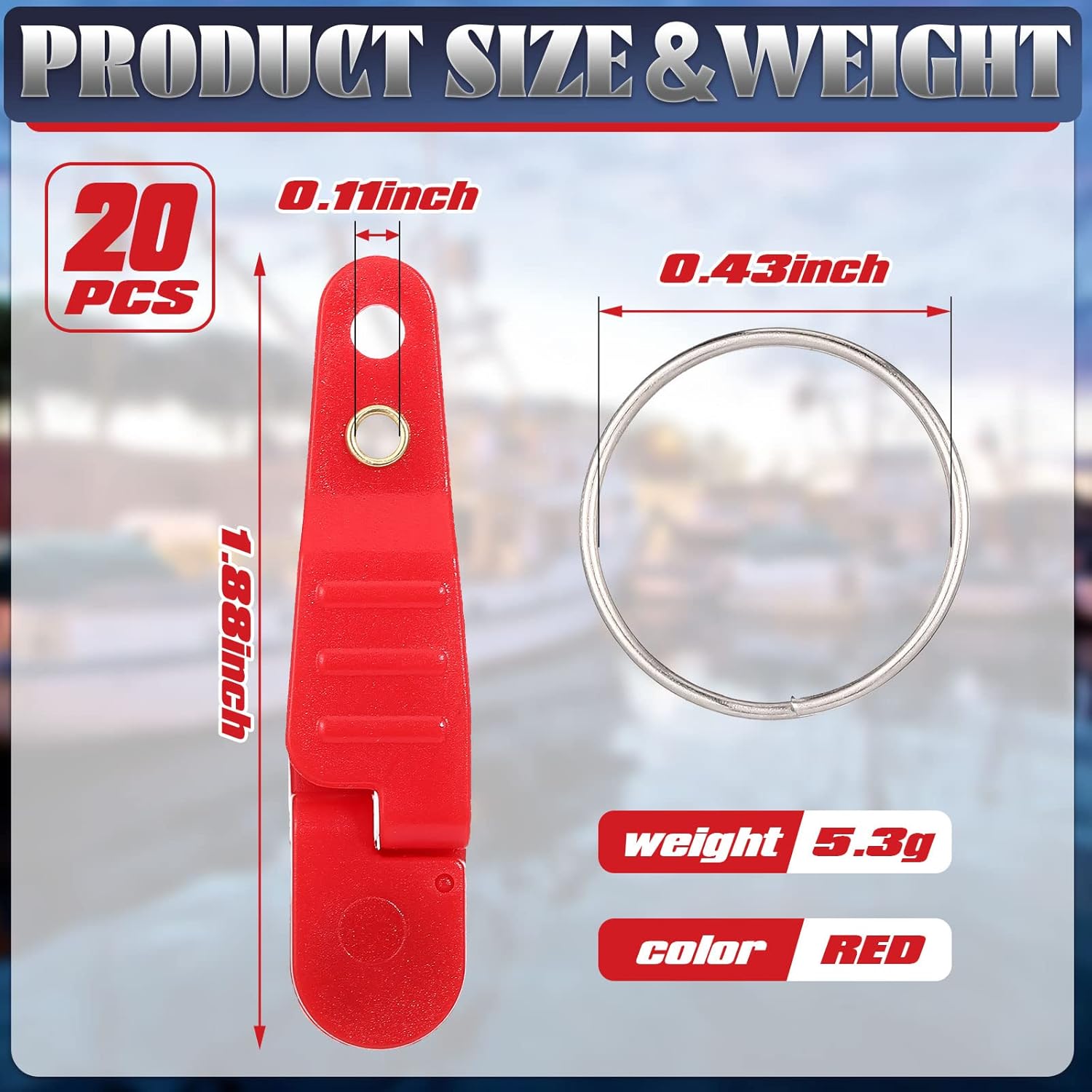 20 Pieces Heavy Tension Snap Release Clips Padded Trolling Clips with Key Ring for Weight Planer Board Offshore Kites Downrigger Fishing - Image 2