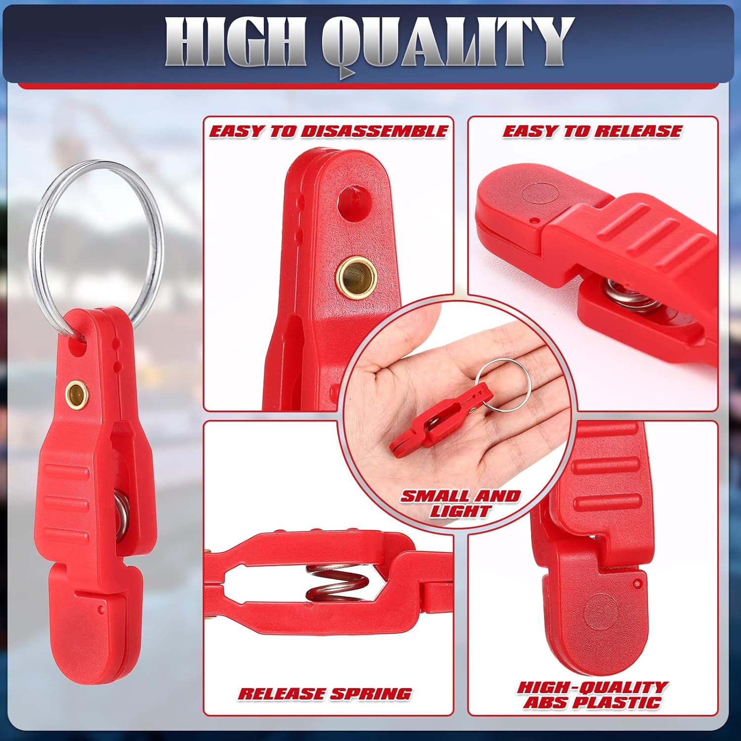 20 Pieces Heavy Tension Snap Release Clips Padded Trolling Clips with Key Ring for Weight Planer Board Offshore Kites Downrigger Fishing - Image 5