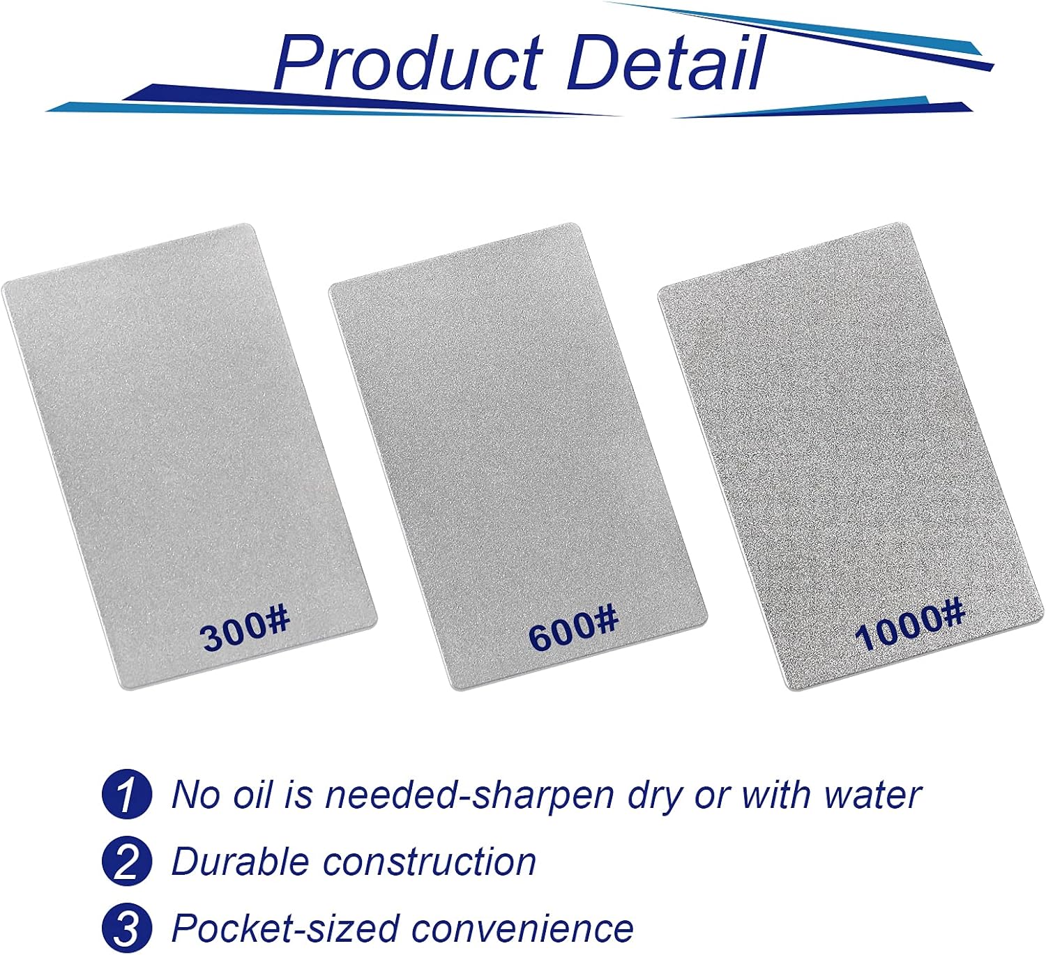 3 Pieces Credit Card Size Sharpening Stone 300# 600# 1000# Credit Card Diamond File Set Card Sized- Extra-Fine, Fine and Coarse Diamond - Image 3