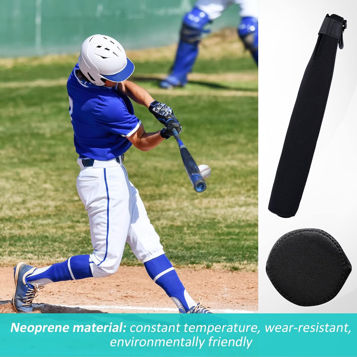 4 Pcs Baseball Bat Sleeve Softball Bat Warmer Batting Training for Composite Cover Warmer Sport Sleeve Protector Reduces Vibration, Black - Image 6