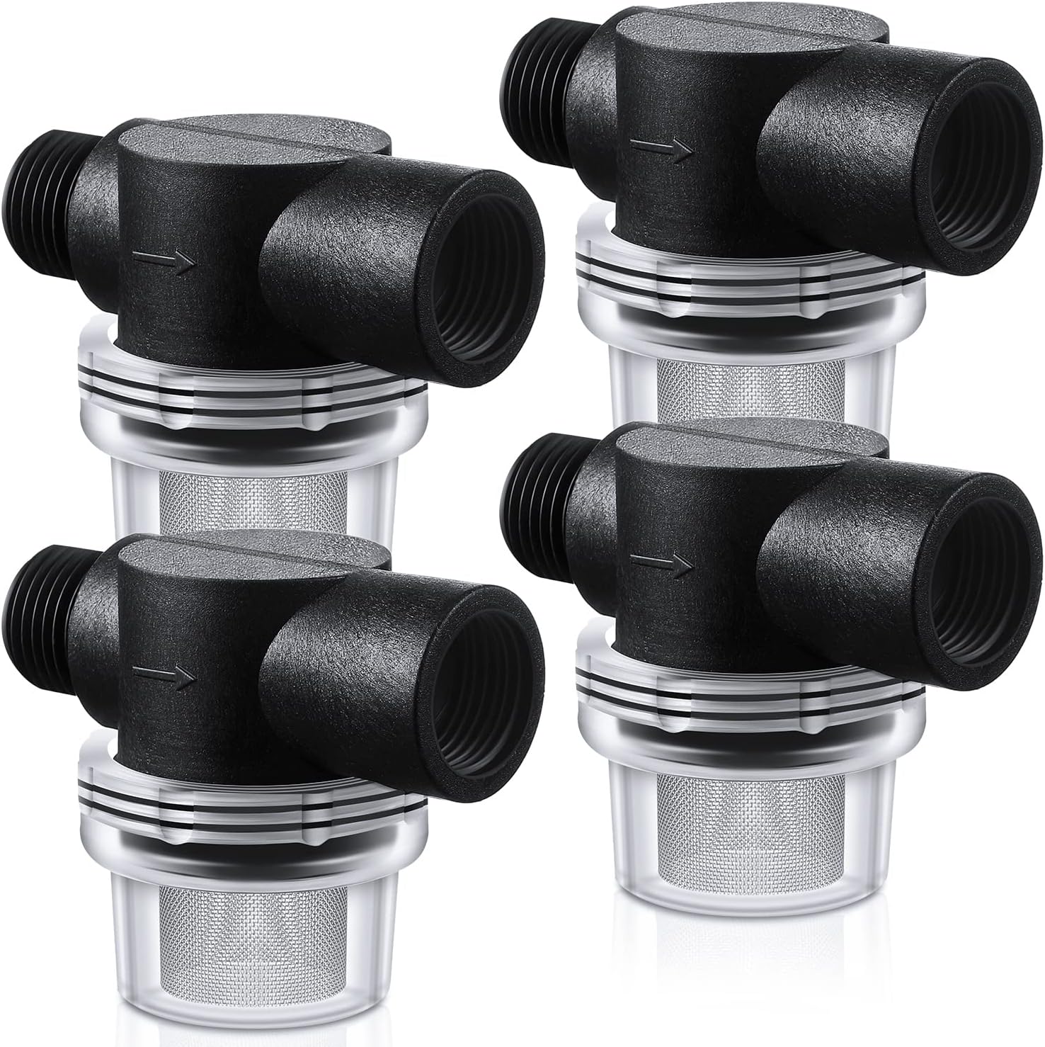 4 Pack Water Pump Strainer Filter, RV Replacement 1/2 Twist On Pipe Strainer with 50 Mesh Stainless Steel Filter Screen Compatible with WFCO or Shurflo Pumps - Image 1