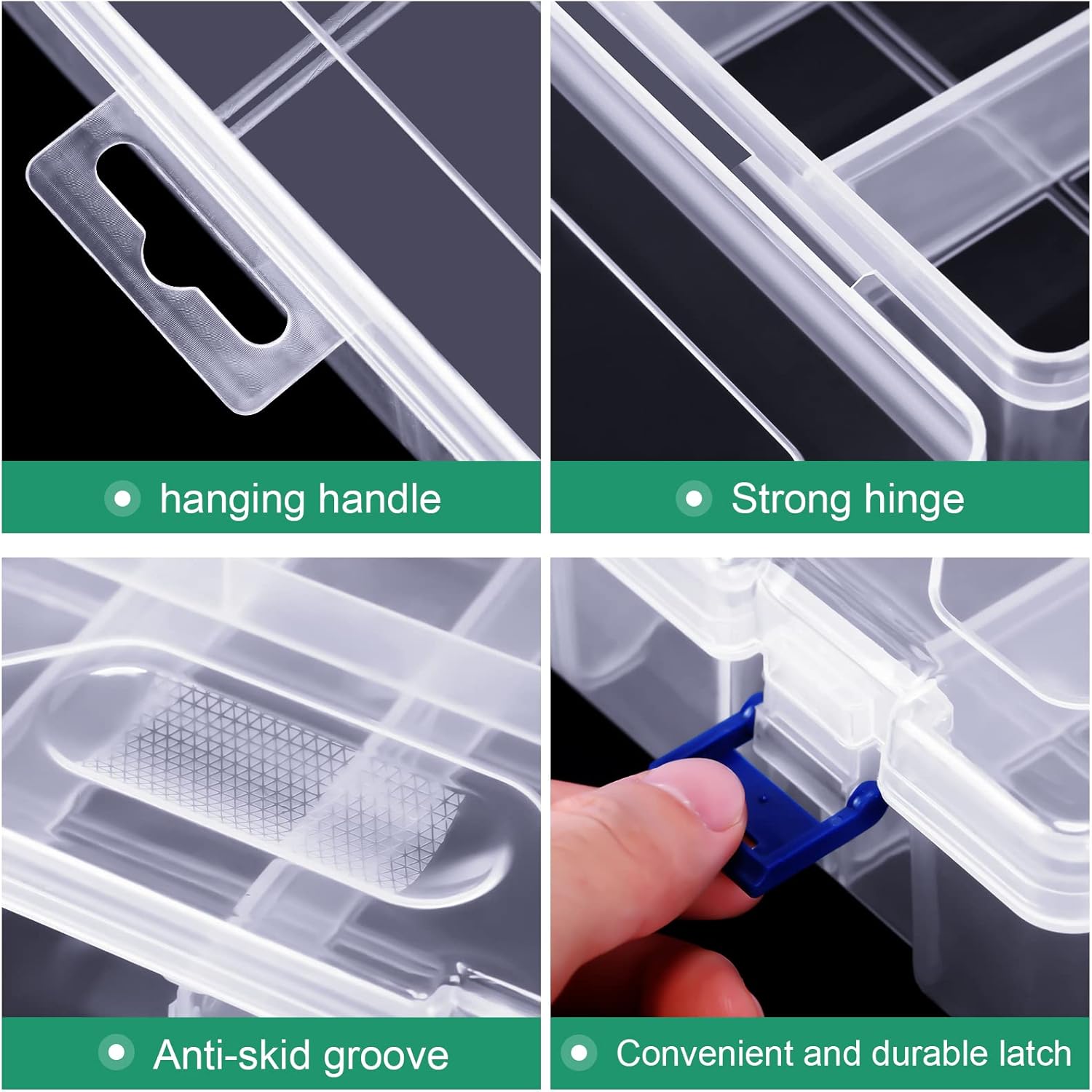 6 Pack Fishing Tackle Box Organizer Storage Clear Fishing Box with Movable Tray Plastic Waterproof Compartment Organizer for Lure Container Craft Beads Jewelry - Image 4