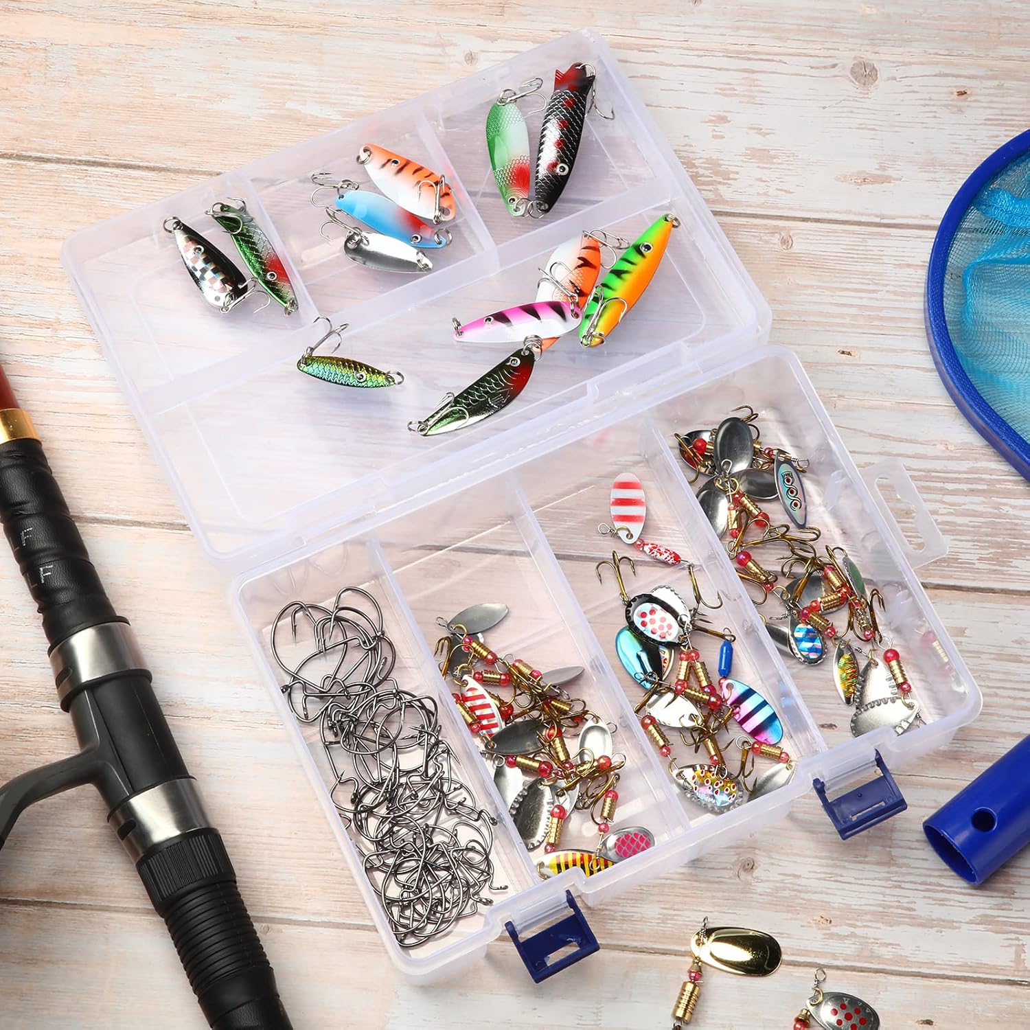 6 Pack Fishing Tackle Box Organizer Storage Clear Fishing Box with Movable Tray Plastic Waterproof Compartment Organizer for Lure Container Craft Beads Jewelry - Image 5