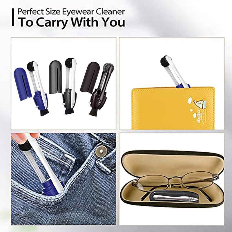 Portable Microfiber Eyeglass Cleaner (3 Count), Efficient and Durable Carbon Microfiber Technology, Lens Cleaner with Carbon Microfiber Tech and Mini Sunglasses Brush Cleaning Tool - Image 3