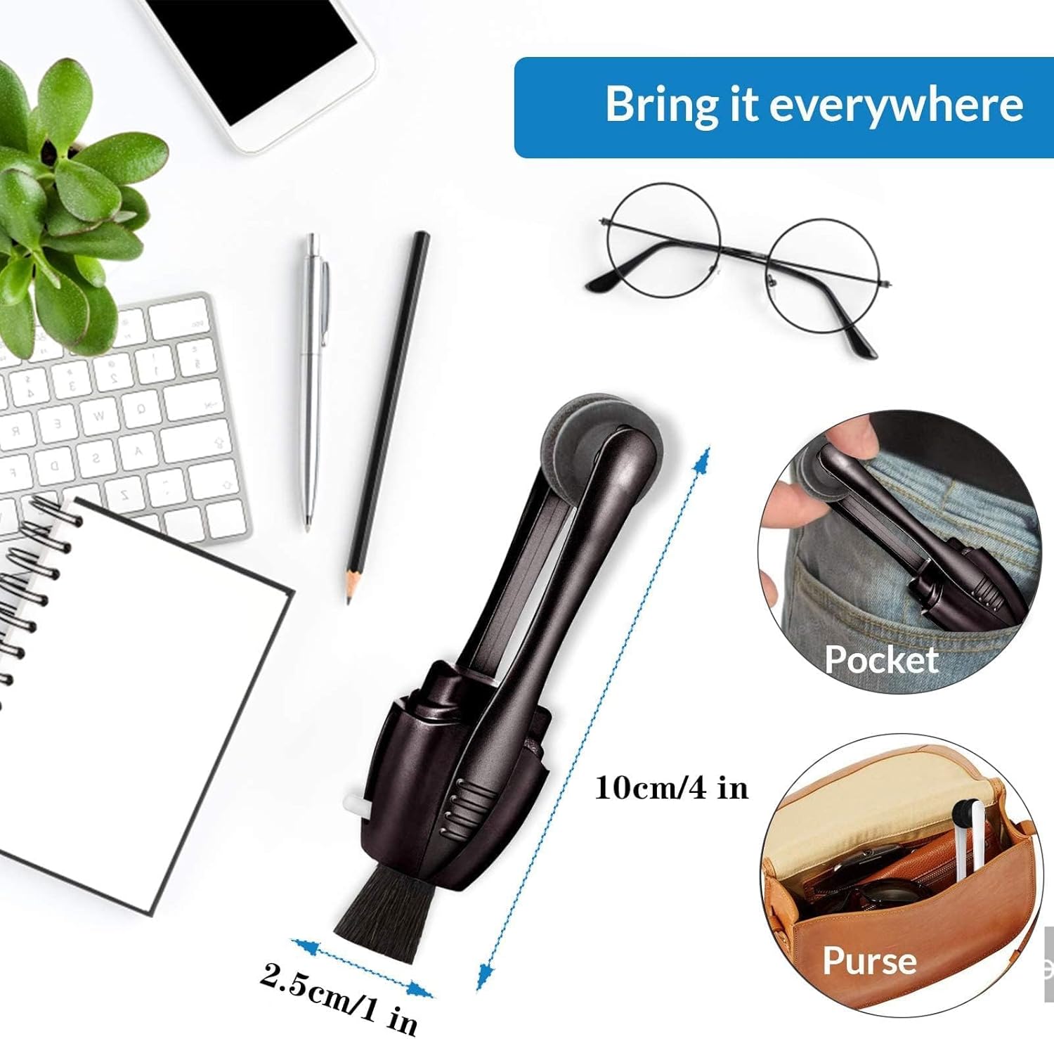 Portable Microfiber Eyeglass Cleaner (3 Count), Efficient and Durable Carbon Microfiber Technology, Lens Cleaner with Carbon Microfiber Tech and Mini Sunglasses Brush Cleaning Tool - Image 4