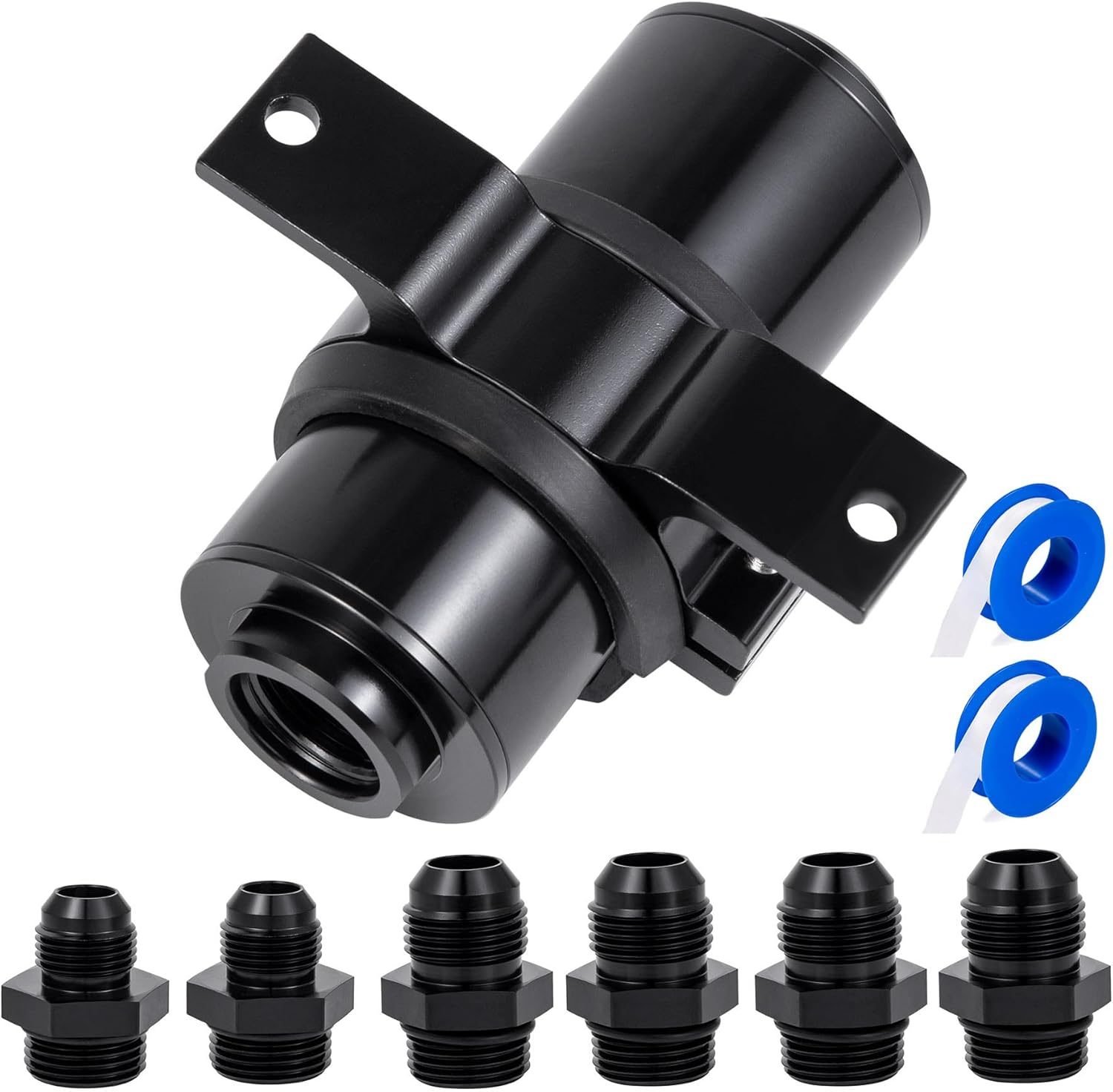 Inline Fuel Filter 10 Micron with 6AN 8AN 10AN Adapter,50MM Universal Bracket Clamp,10 Micron Inline Fuel Filter（Black） - Image 1