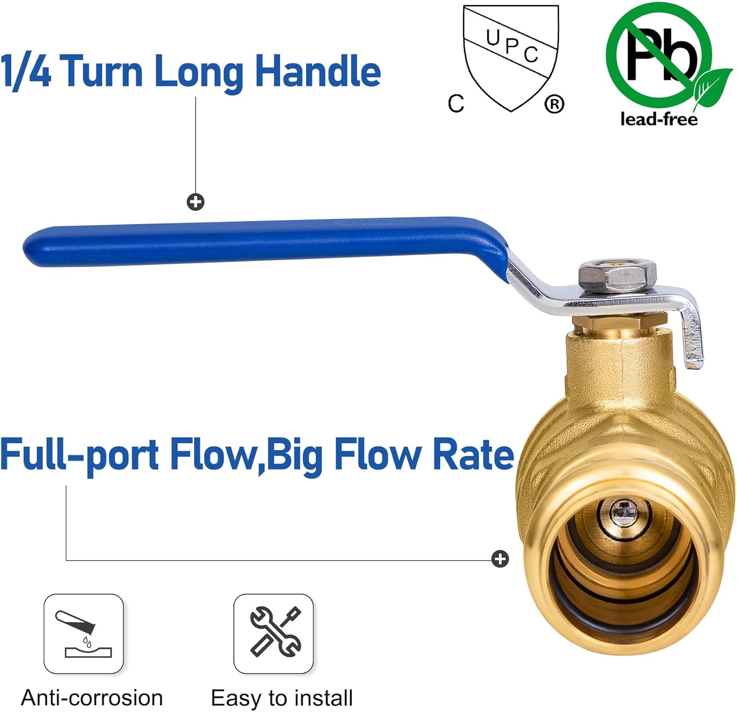 3/4 in Lead-Free Press Ball Valve,Press into 3/4