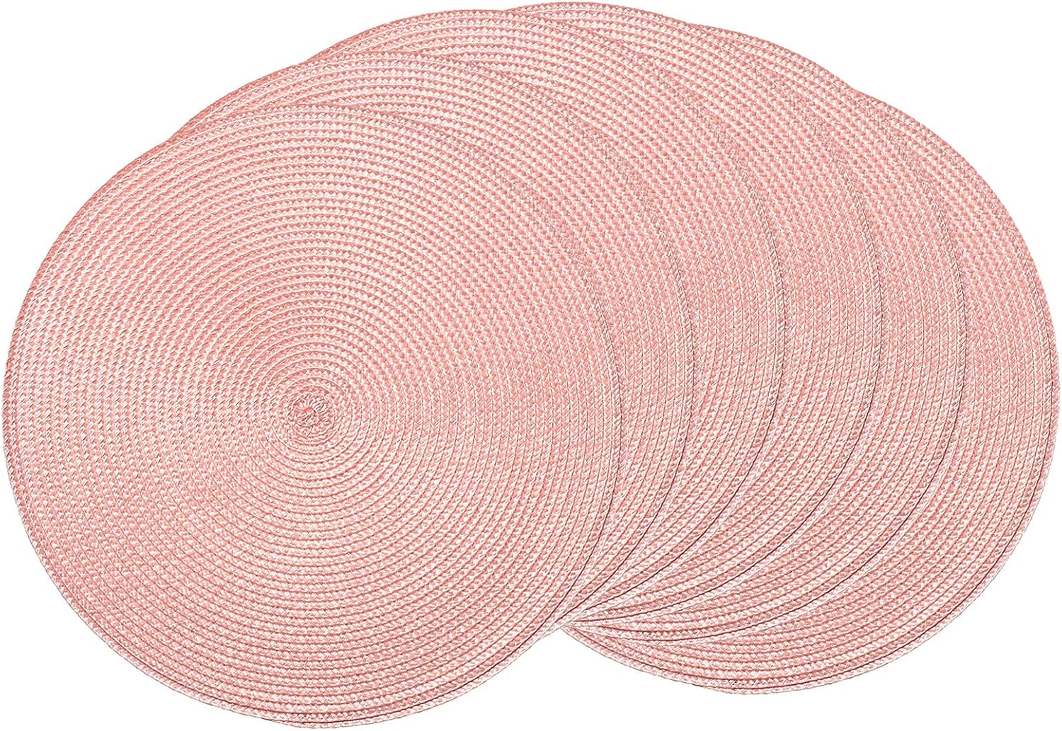 Round Braided Placemats 15 Inch Round Table Mats for Dining Tables Natural Woven Heat Resistant Place mats Set of 6 (Pink) - Image 1