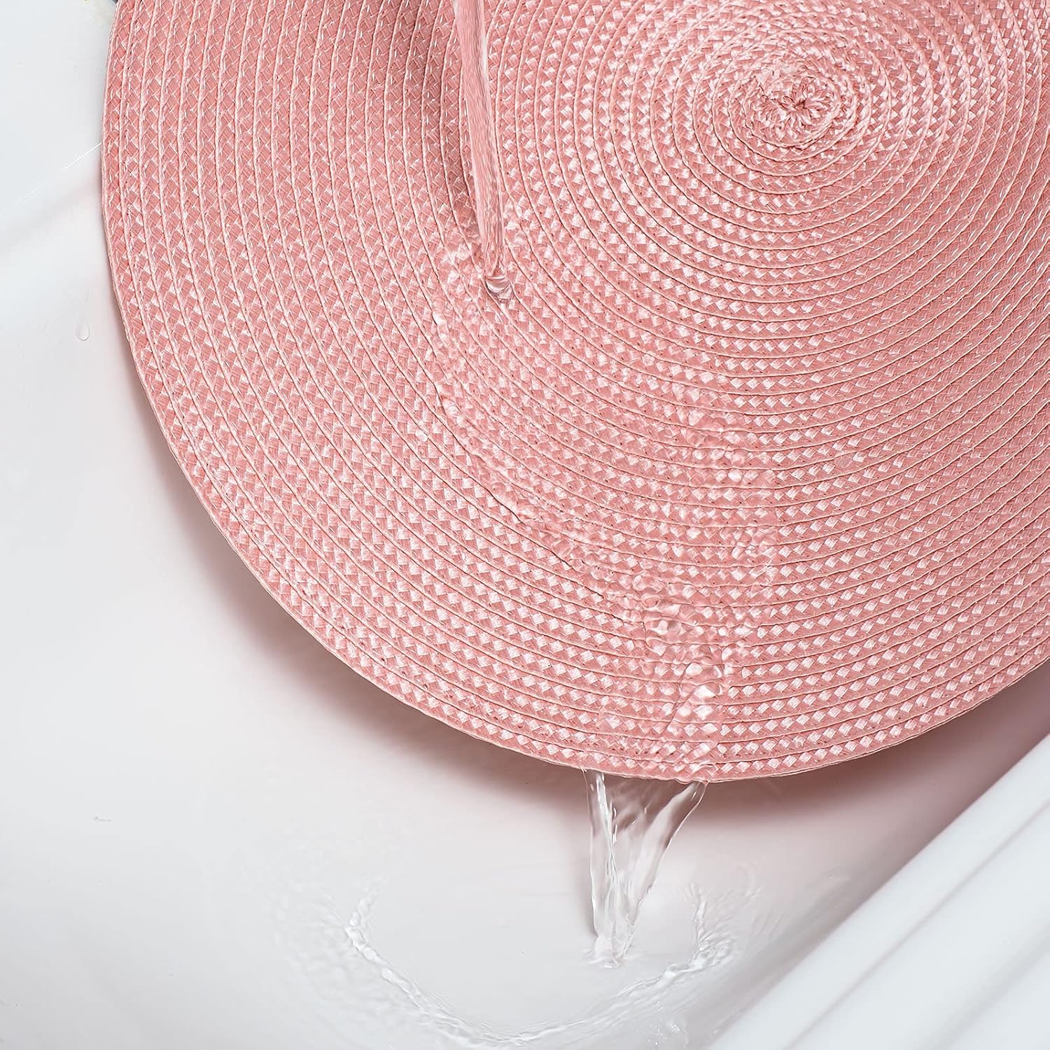 Round Braided Placemats 15 Inch Round Table Mats for Dining Tables Natural Woven Heat Resistant Place mats Set of 6 (Pink) - Image 3