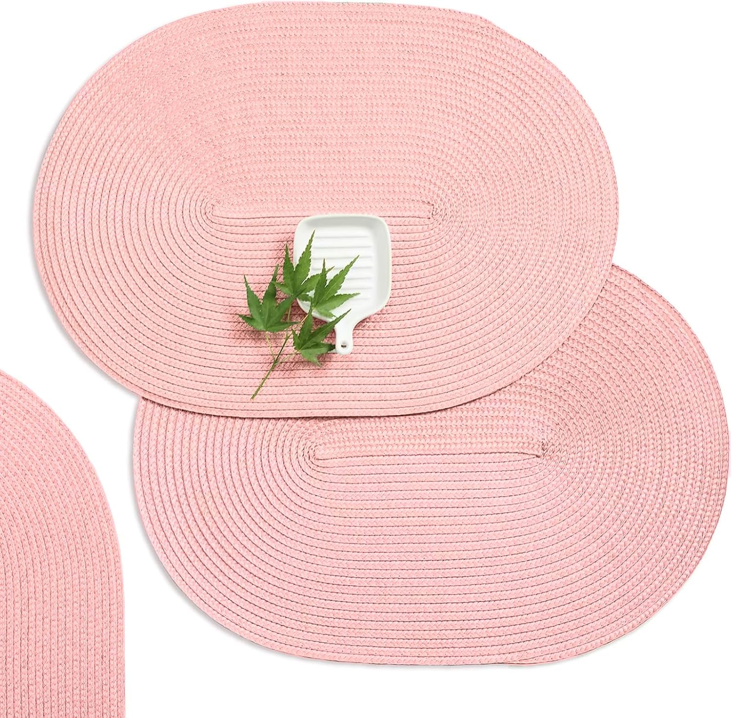 Placemats Set of 6 for Dining Table Washable Woven Non-Slip 18x12 inches Placemat Heat-Resistant Durable Table Mats for Dining Table Easy to Clean(Pink) - Image 1