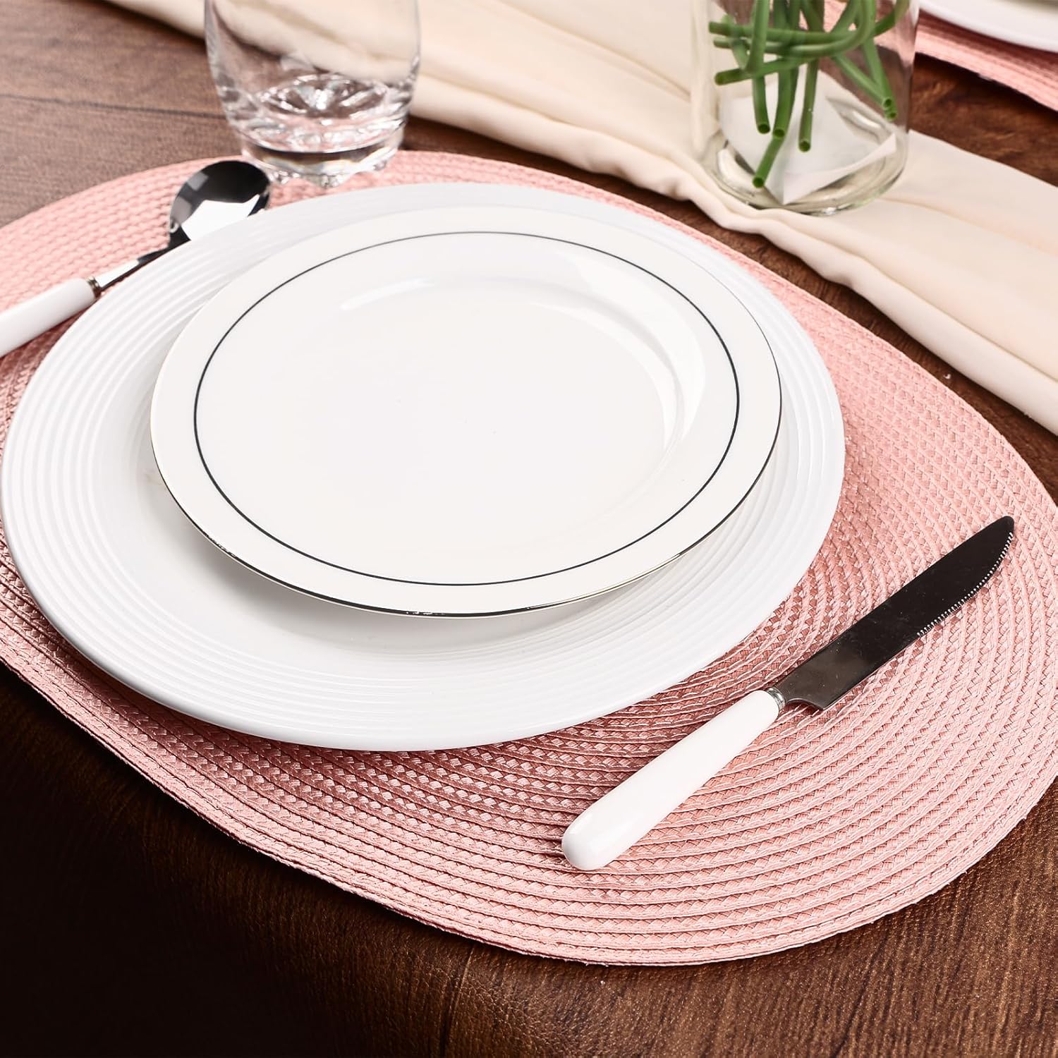 Placemats Set of 6 for Dining Table Washable Woven Non-Slip 18x12 inches Placemat Heat-Resistant Durable Table Mats for Dining Table Easy to Clean(Pink) - Image 5