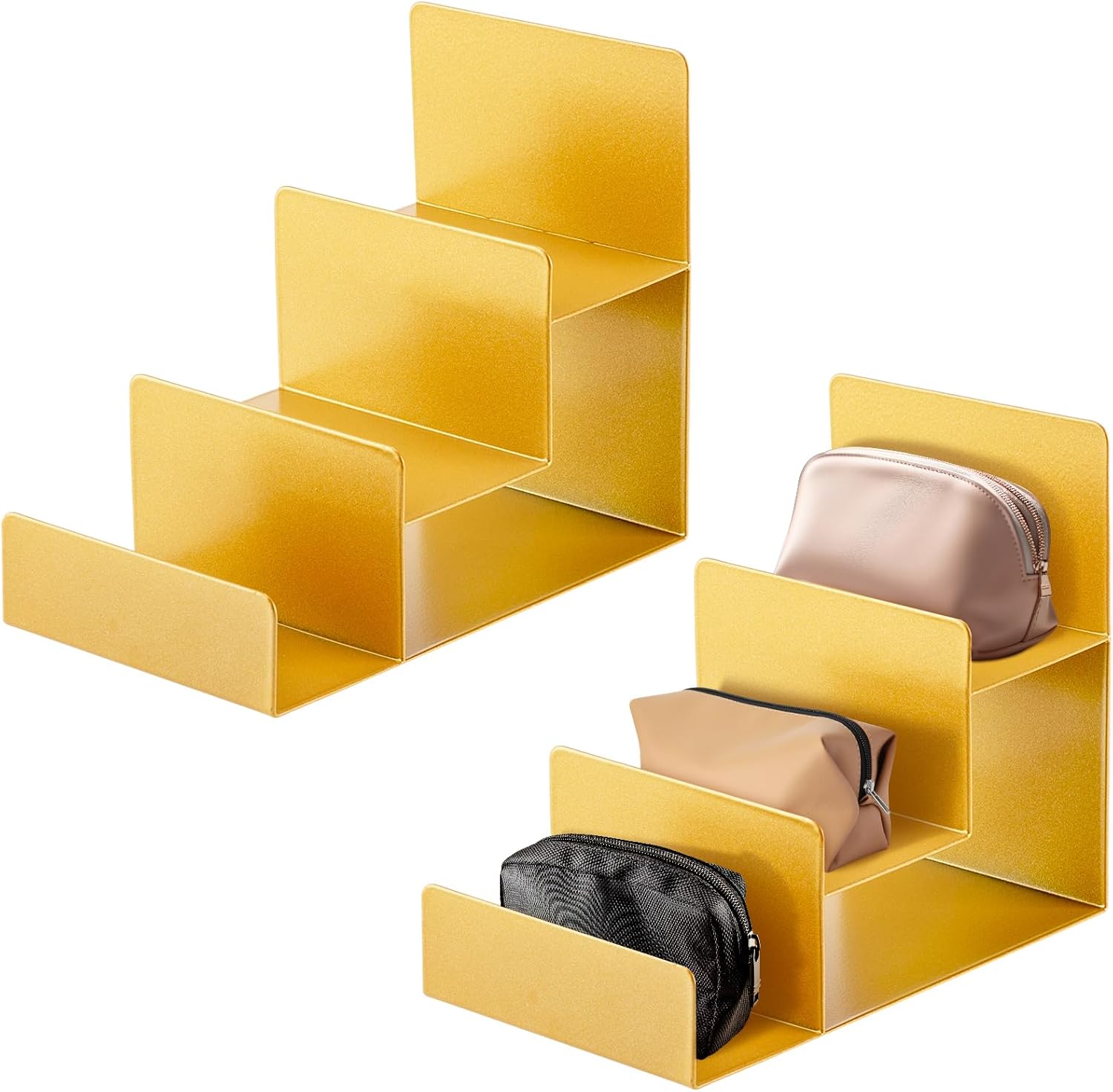 2 Pcs 3 Tiers Gold Metal Wallet Rack Handbag Display Stand Wallet Clutch Holder Purse Stand Display Retail Store Supplies - Image 1