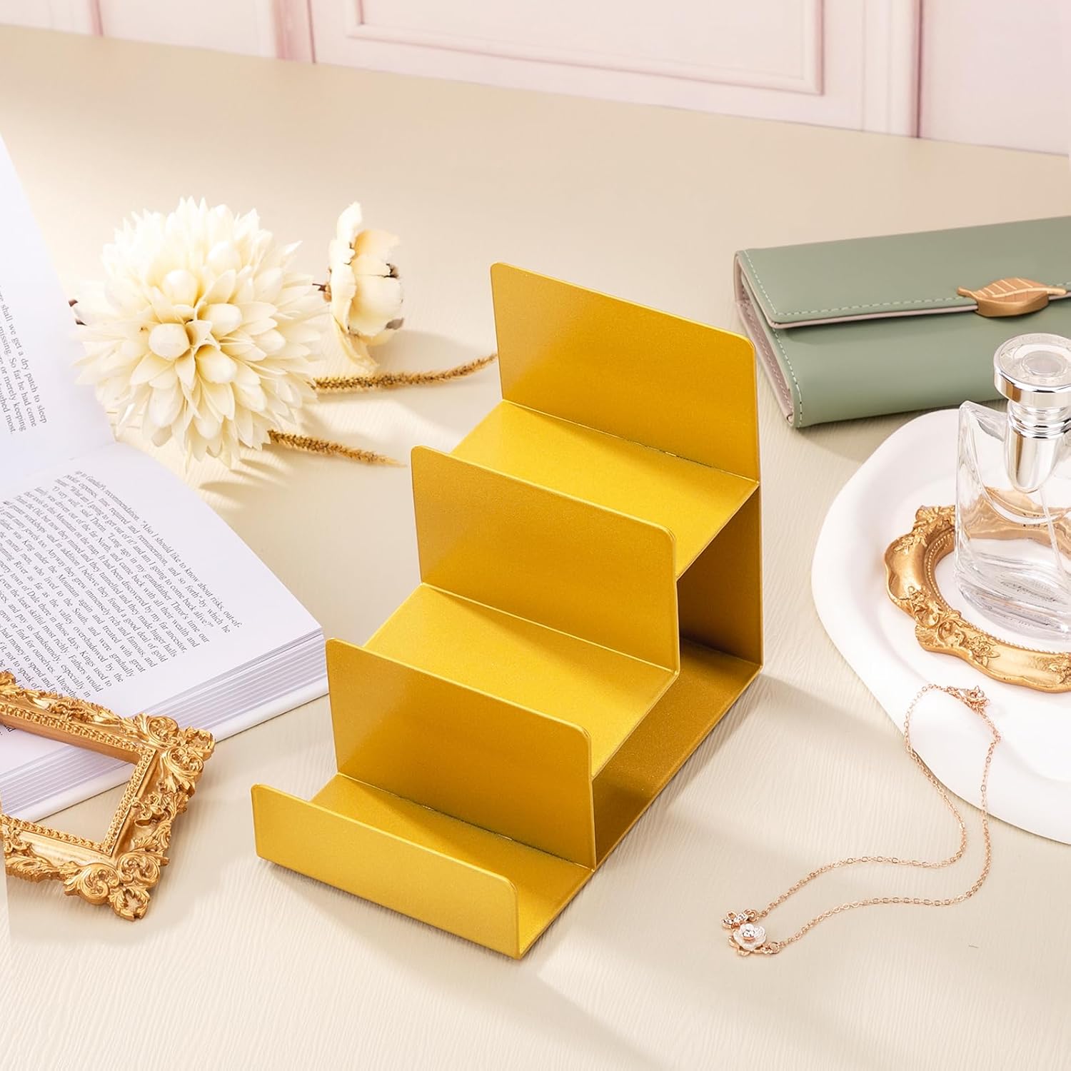 2 Pcs 3 Tiers Gold Metal Wallet Rack Handbag Display Stand Wallet Clutch Holder Purse Stand Display Retail Store Supplies - Image 4