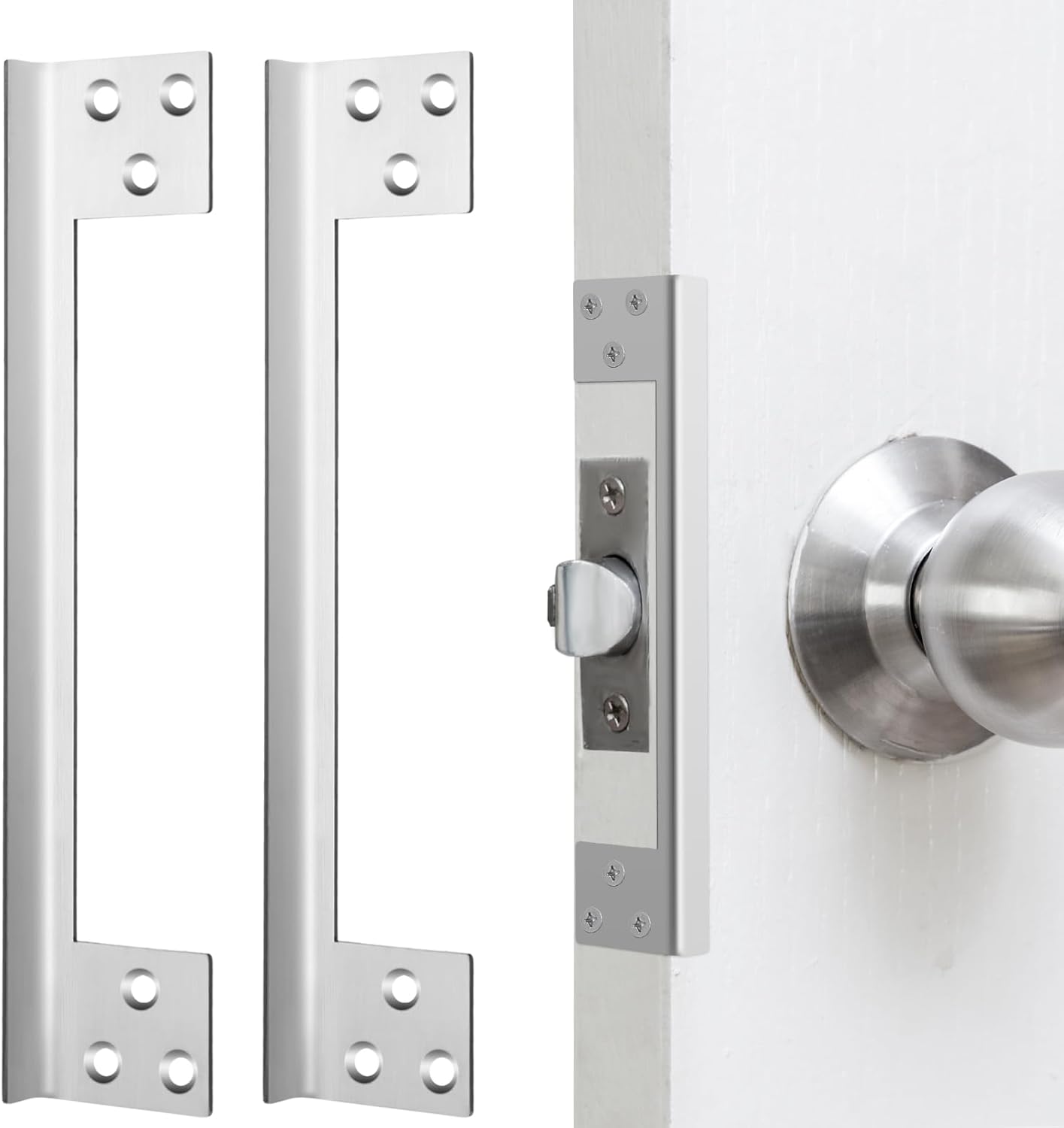 2 Pcs Door Latch Guard Plate 7 Inch Outswing Angle Latch Protector Shield L Shaped Security Reinforcement Striker Plates to Block Access to Door Lock Deadbolt - Image 1