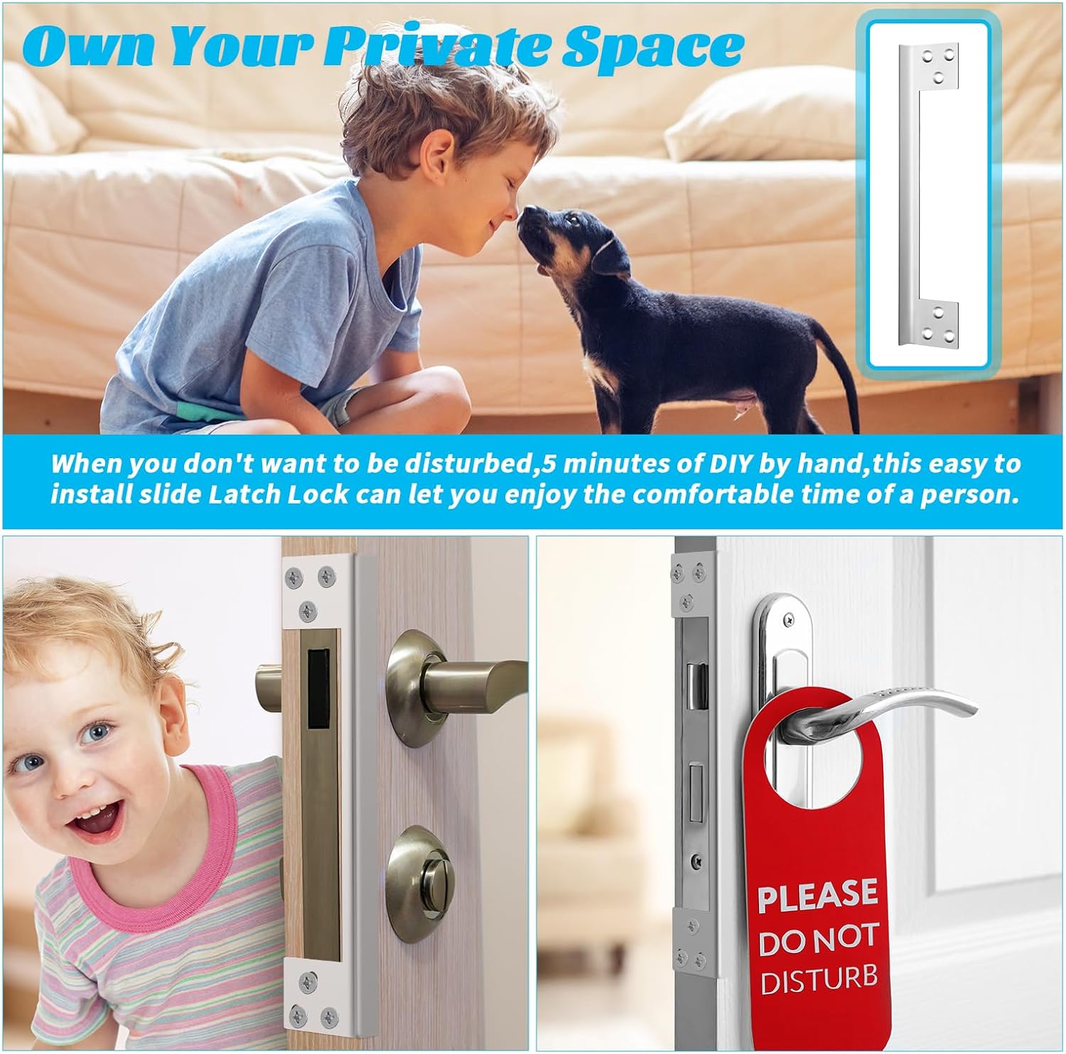 2 Pcs Door Latch Guard Plate 7 Inch Outswing Angle Latch Protector Shield L Shaped Security Reinforcement Striker Plates to Block Access to Door Lock Deadbolt - Image 2