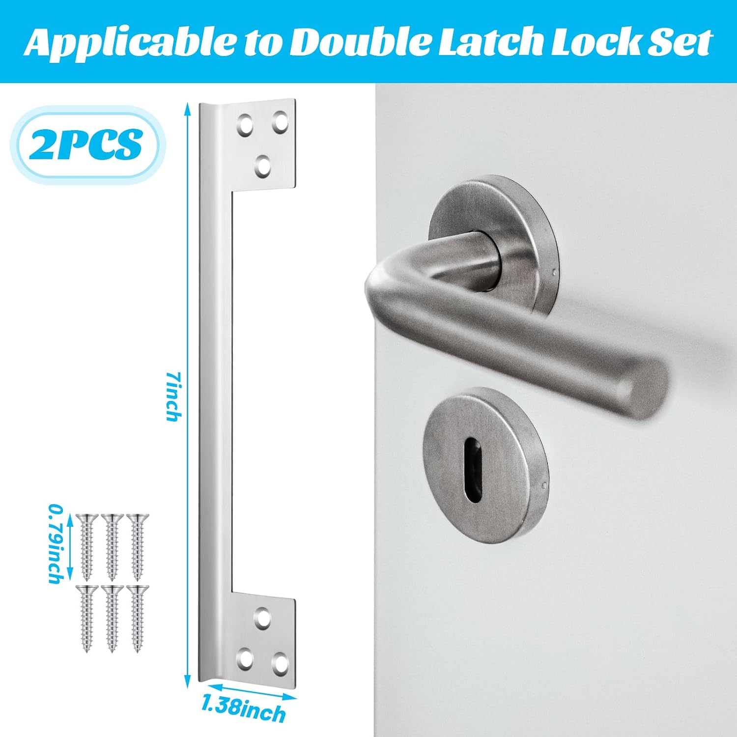 2 Pcs Door Latch Guard Plate 7 Inch Outswing Angle Latch Protector Shield L Shaped Security Reinforcement Striker Plates to Block Access to Door Lock Deadbolt - Image 3