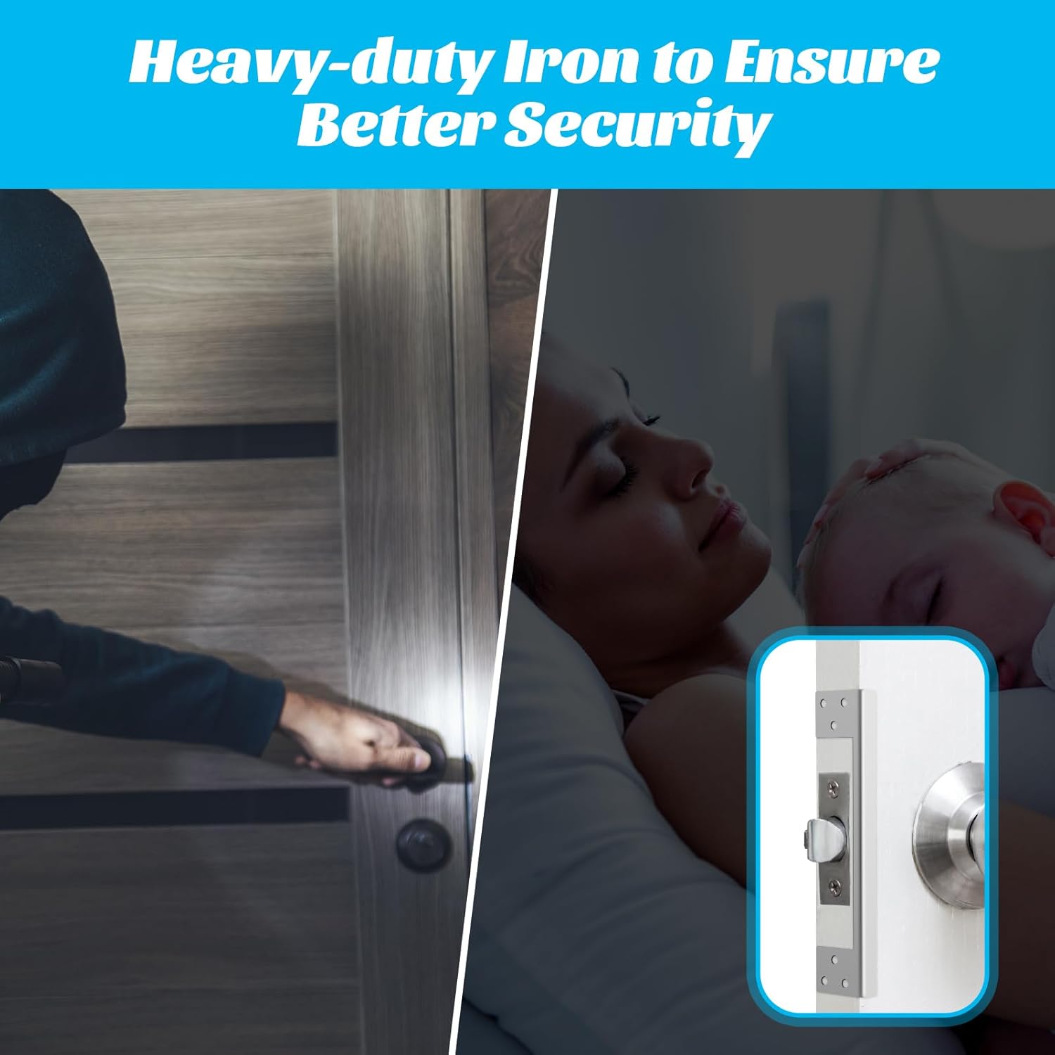 2 Pcs Door Latch Guard Plate 7 Inch Outswing Angle Latch Protector Shield L Shaped Security Reinforcement Striker Plates to Block Access to Door Lock Deadbolt - Image 5