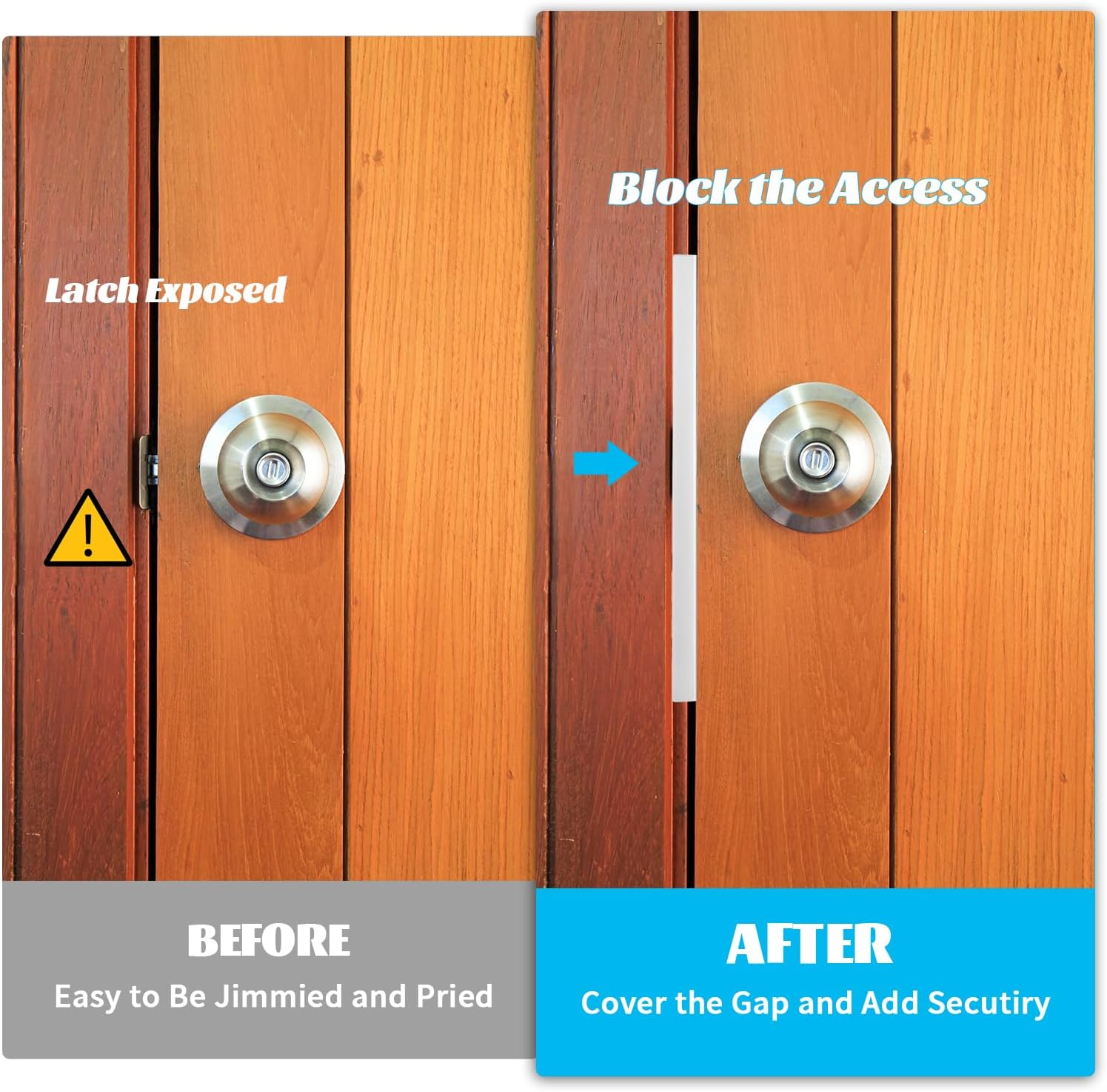2 Pcs Door Latch Guard Plate 7 Inch Outswing Angle Latch Protector Shield L Shaped Security Reinforcement Striker Plates to Block Access to Door Lock Deadbolt - Image 6