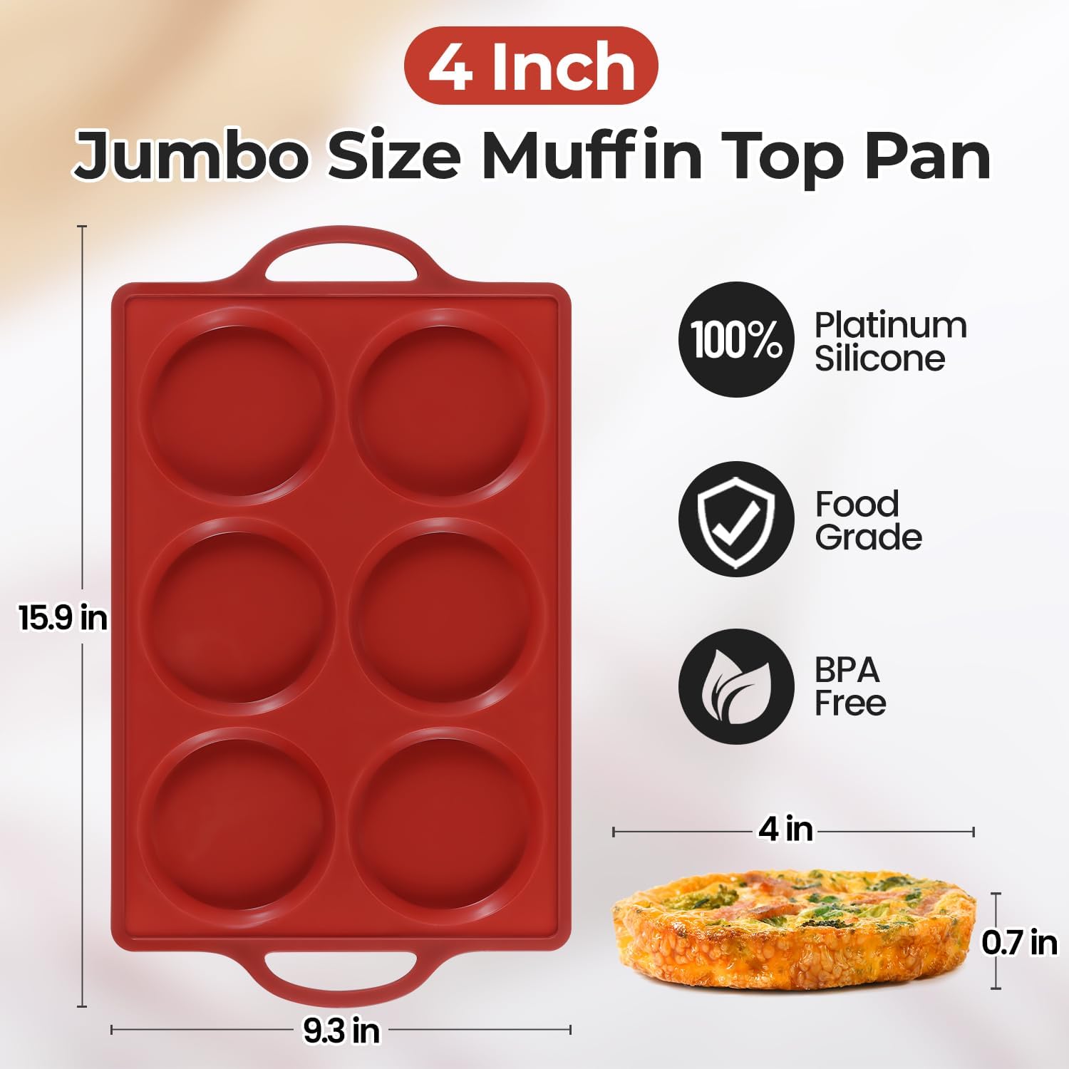 Silicone Muffin Top Pan & Metal Frame Round Egg Baking Pan - Image 3