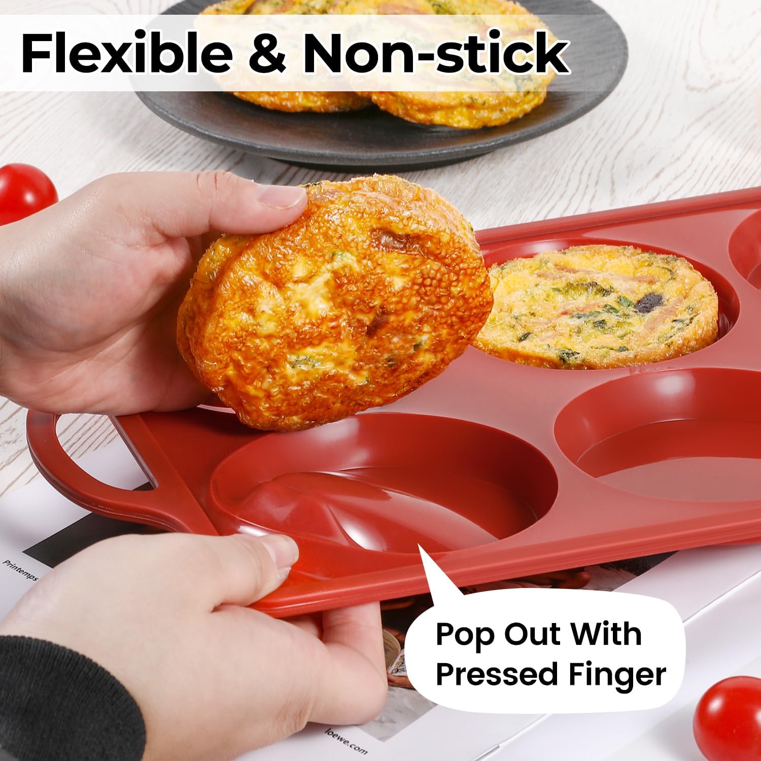Silicone Muffin Top Pan & Metal Frame Round Egg Baking Pan - Image 5