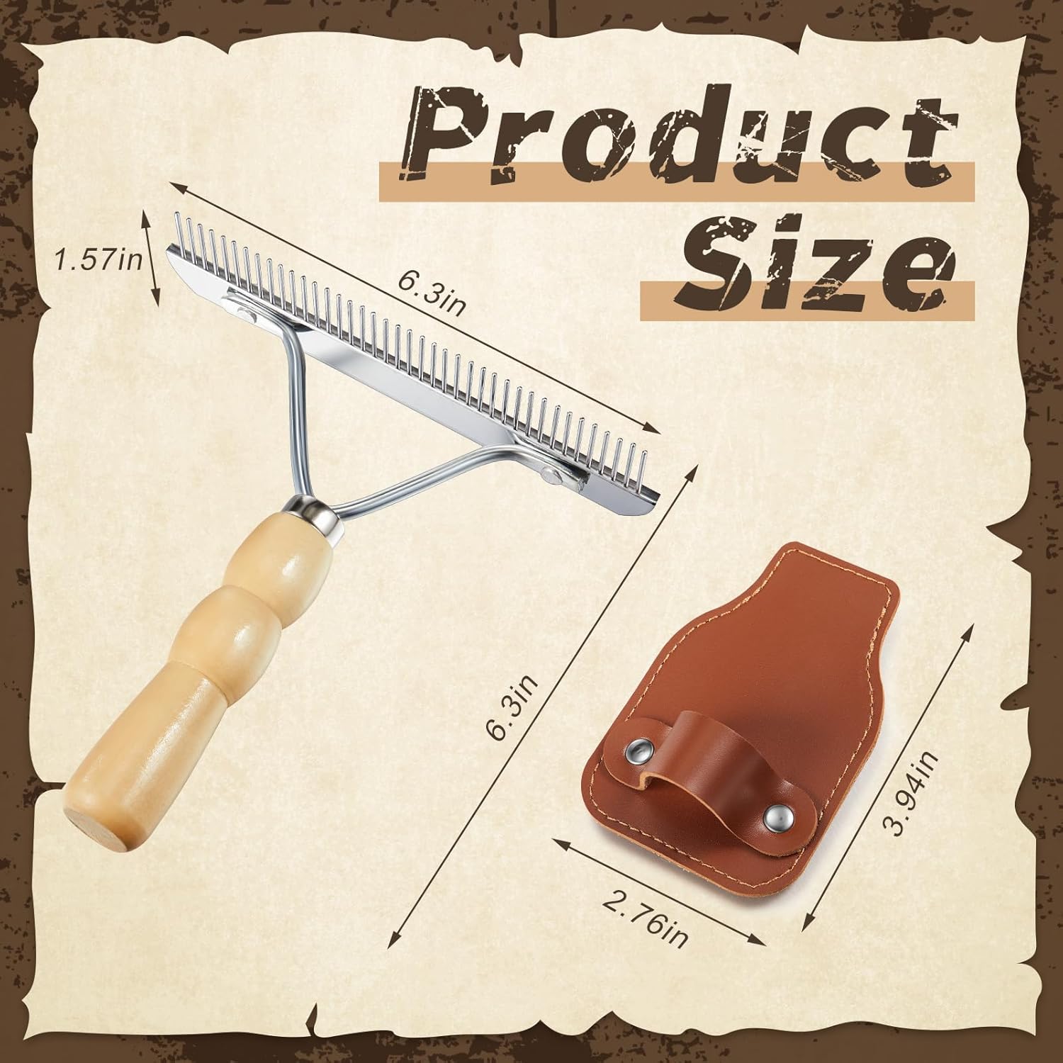 1 Set Cattle Show Comb Brush Holder Livestock Supplies for Cattle Horse Grooming Brush Show Comb with Wood Handle for Cow Livestock Brushes Pet Dog Cattlel Cows Goat Sheep - Image 2
